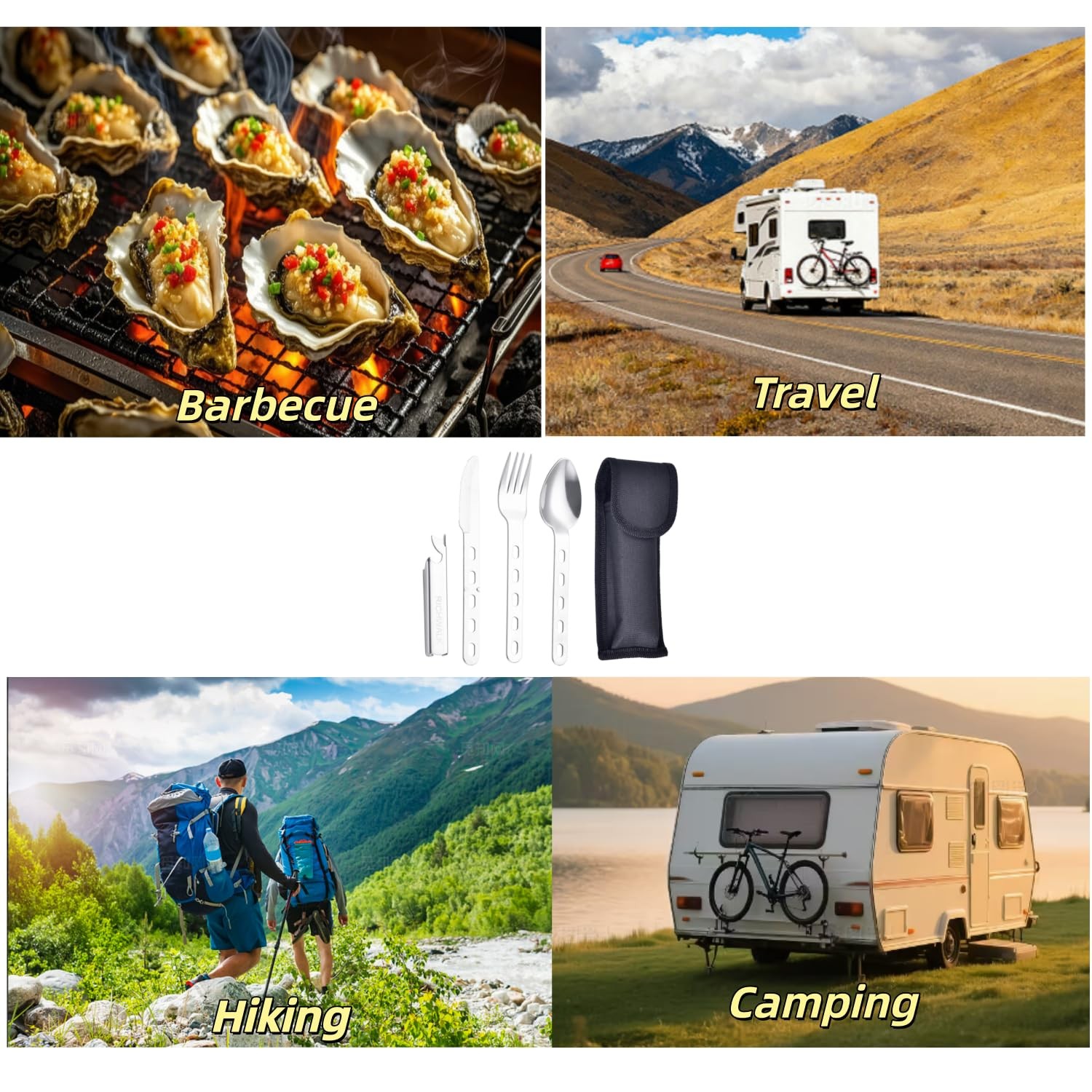 4-in-1 Camping Length: 6.30 in ,Thickness: 0.78 in,Width: 2.36 in, Silver
