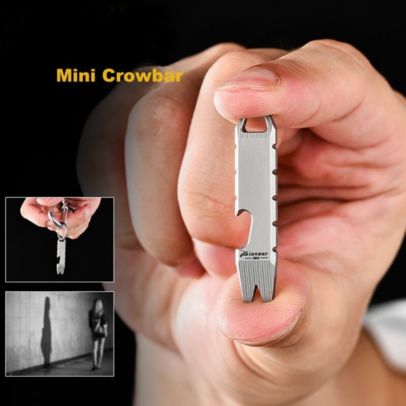 EDC Mini Ti Alloy Keychain Multi Tool Pocket Pry Bar Crowbar Opener Cutter