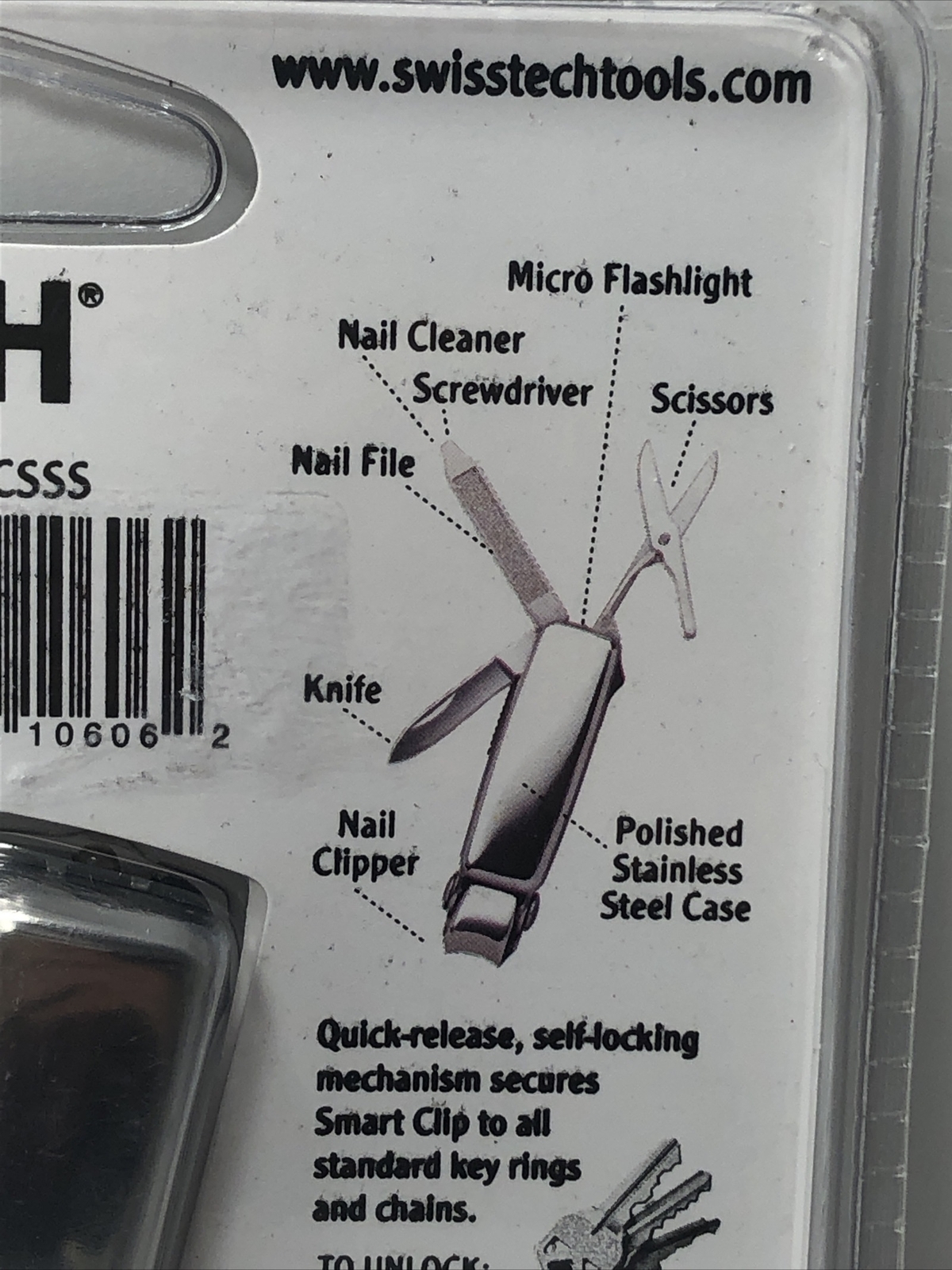 Swiss Tech Smart Clip Personal Care Key Ring Companion 9-in-1 SCCSSS NIP