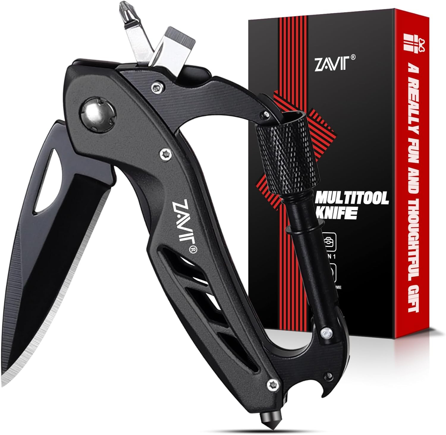 Gifts for Men, Multitool Carabiner with Pocket Knife Men Valentines Day, Mens St