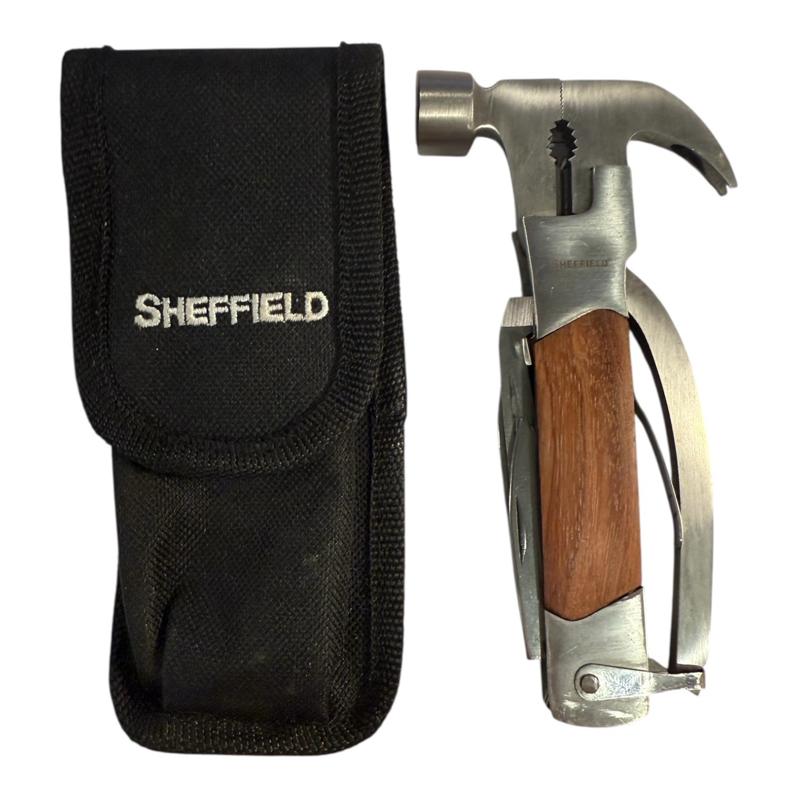 Sheffield Multi-Tool with Claw Hammer, Pliers & More 14 in 1 Branded Belt Sheath