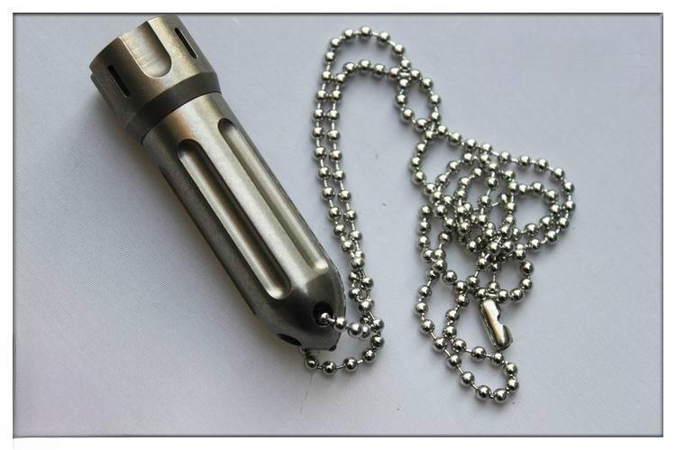EDC Titanium Rocket Shape Pill Case Holder Container Organizer Keychain Pendant