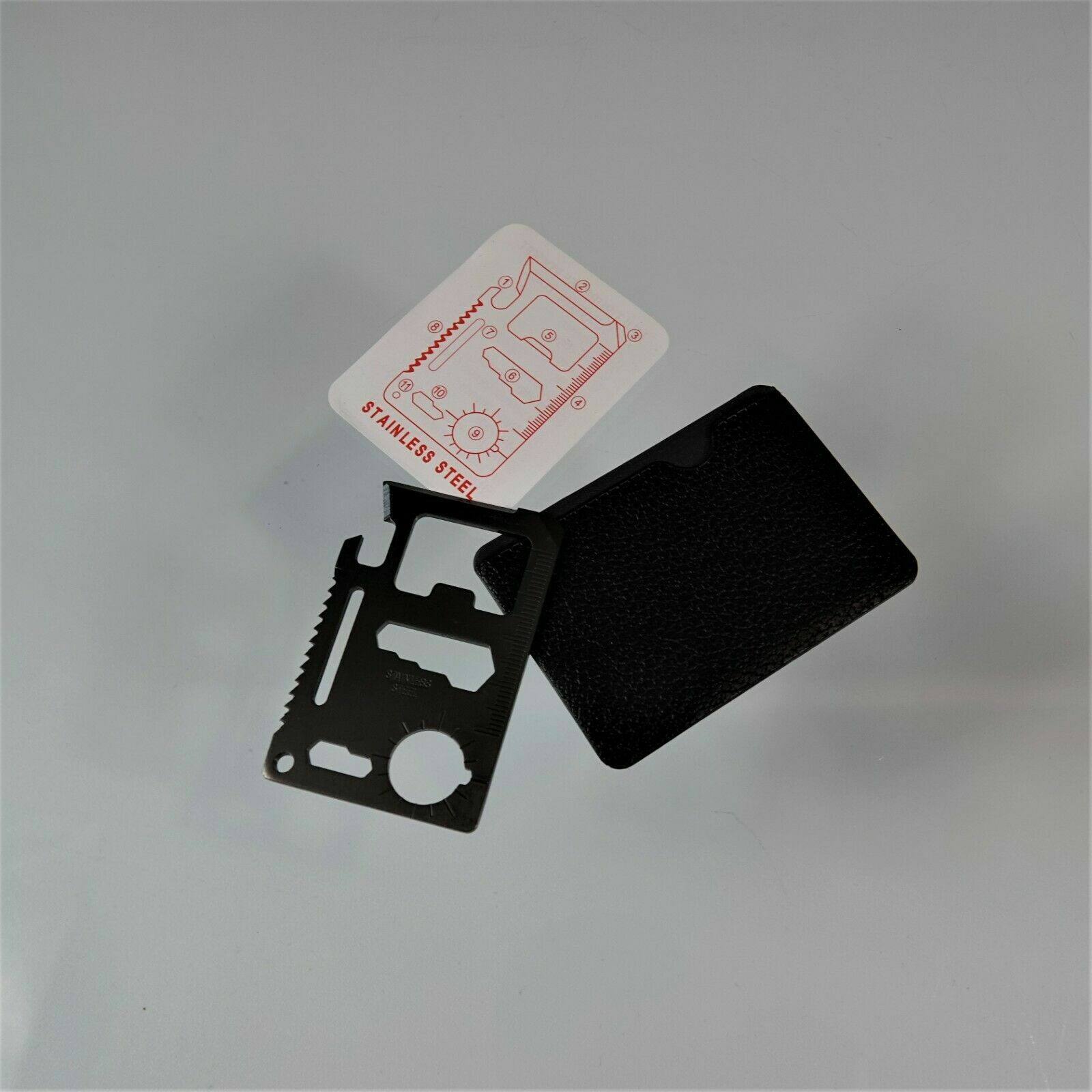 Multipurpose Pocket Survival Tool Stainless Steel Faux Leather Holder