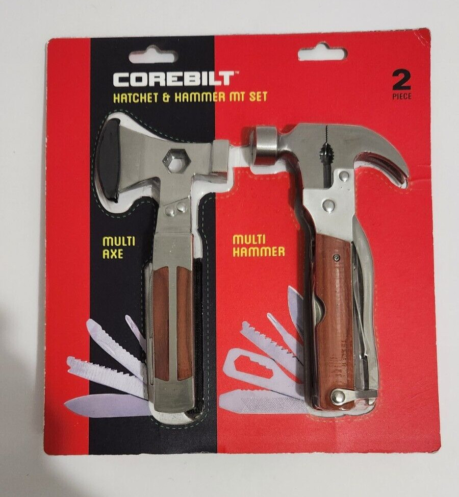 Corebilt 2-Pc Multi Tool Set Hatchet & Hammer Emergency Survival Camping Pack