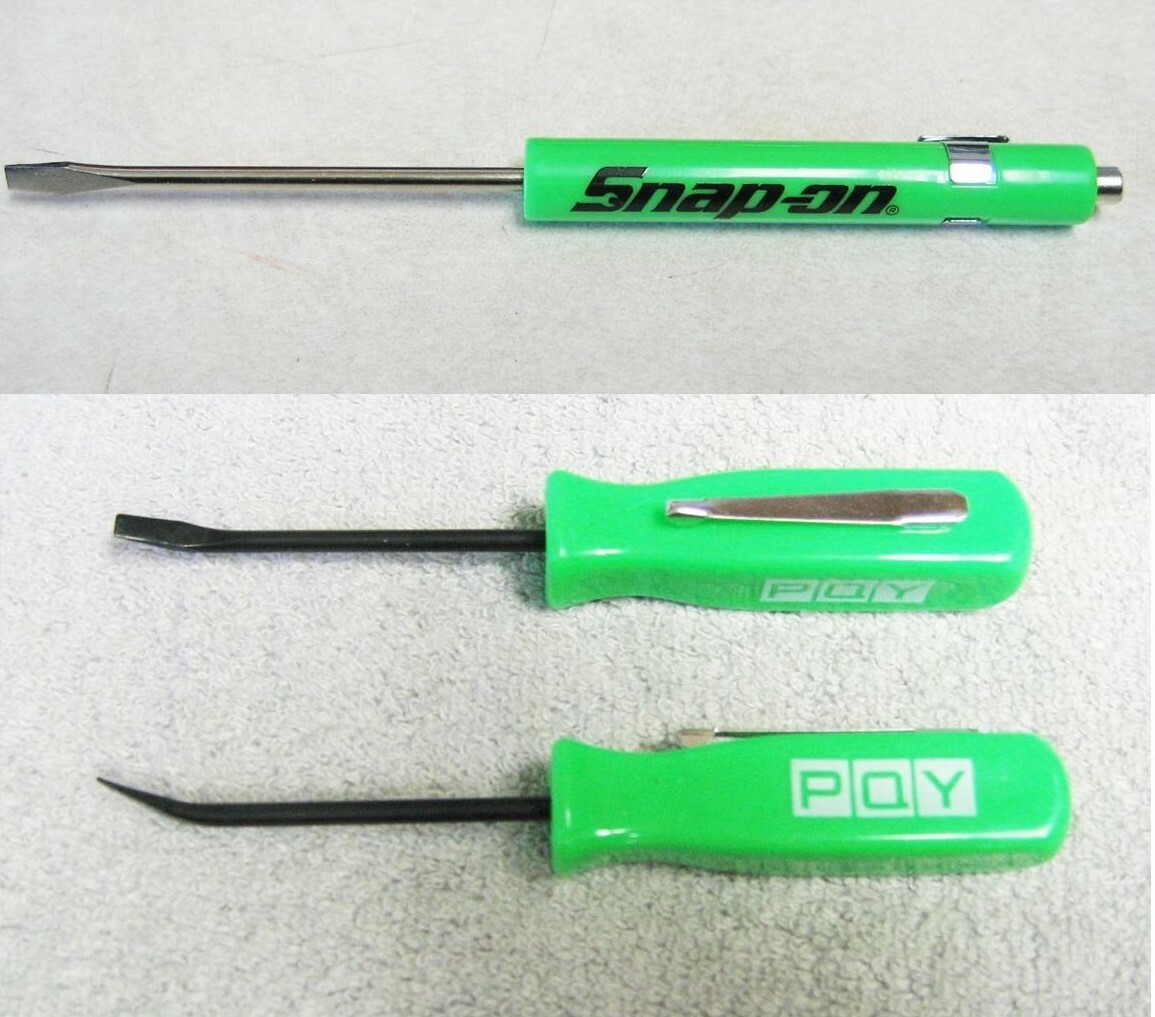 Snap On Pocket Screwdriver & 2 PQY Pocket Mini Pry Bar Tools **Green** *NEW*