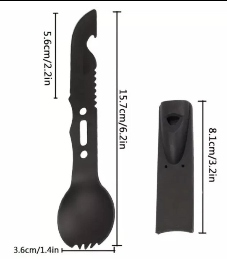 Camping Utensils Spork Knife 7 In 1 Multi Use Camp Survival Bug Out Stainless