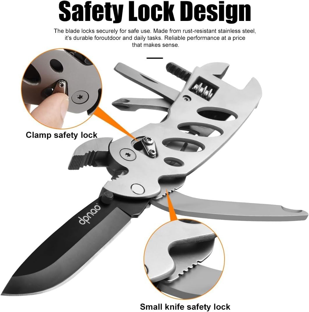 Self-Locking Multitool Wrench with 7 Essentials – Perfect for Outdoor Survival