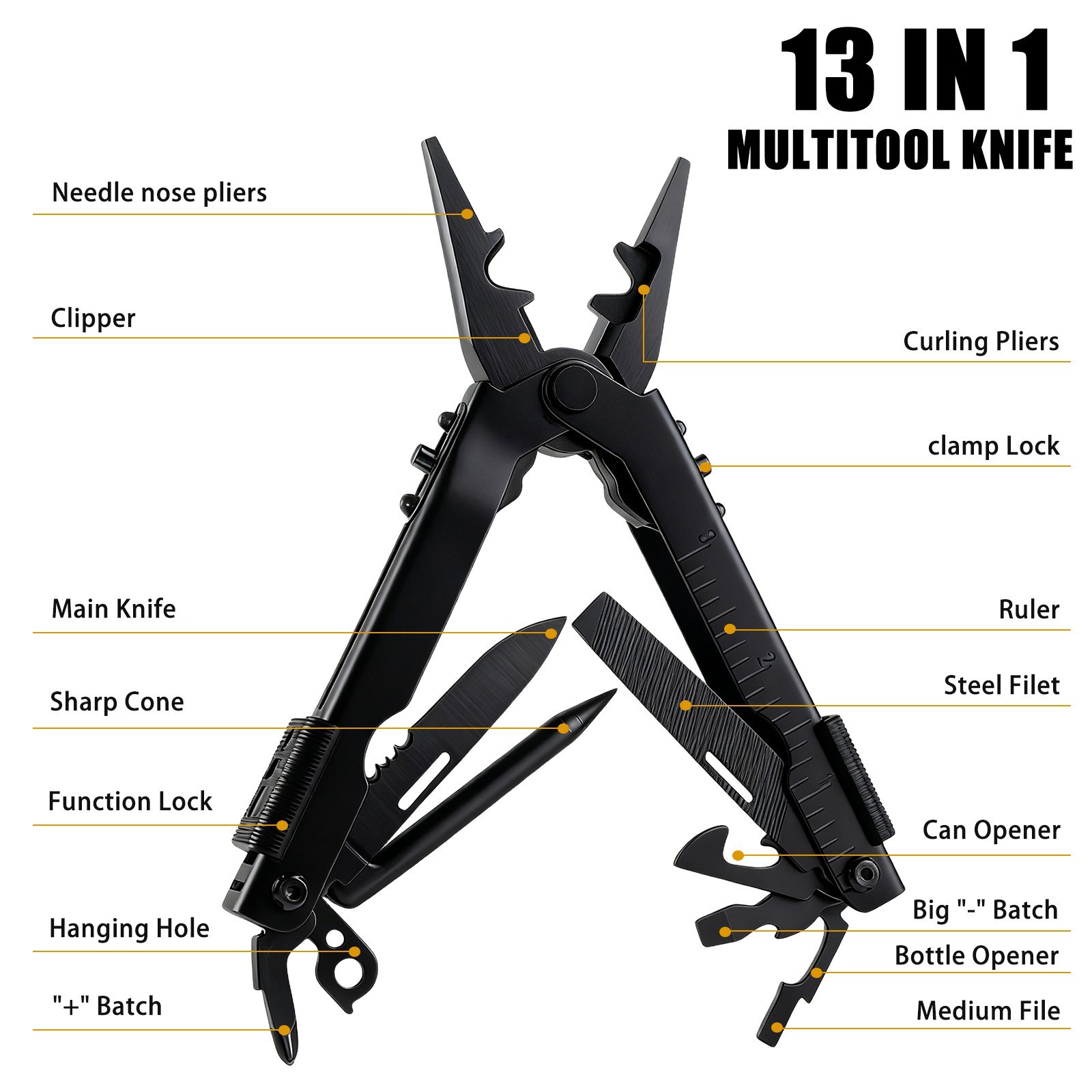 Stainless Steel Multi Tool Pliers, portable camping tool pliers, Gifts for Men