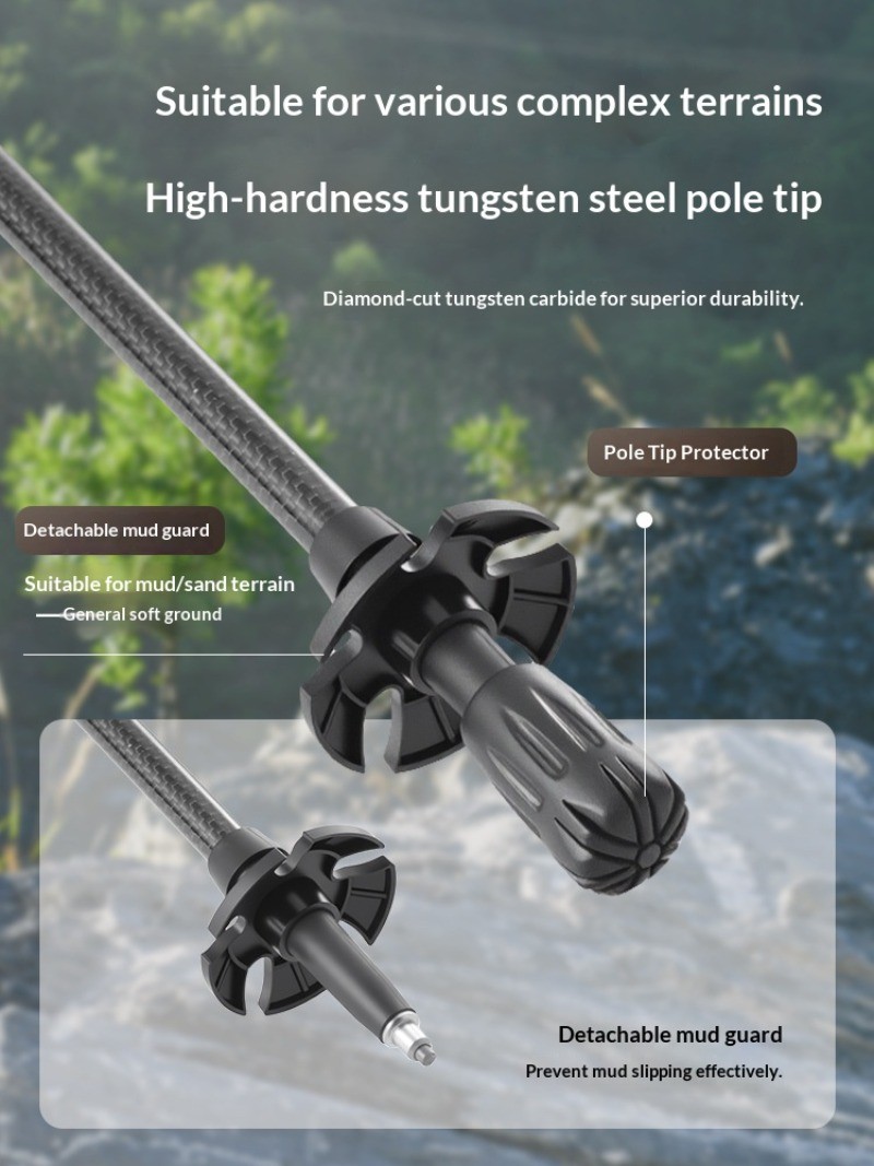 Outdoor hiking cane, carbon fiber extendable folding cane, hiking equipment