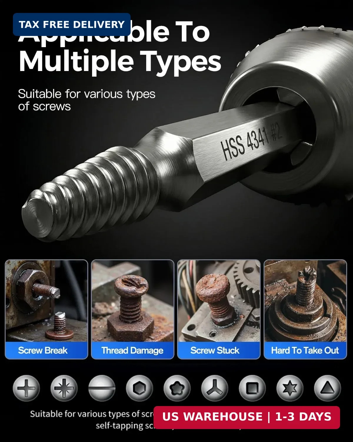 Gifts for Men, Damaged Screw Extractor Set – Remover for Stripped Head Screws Nu