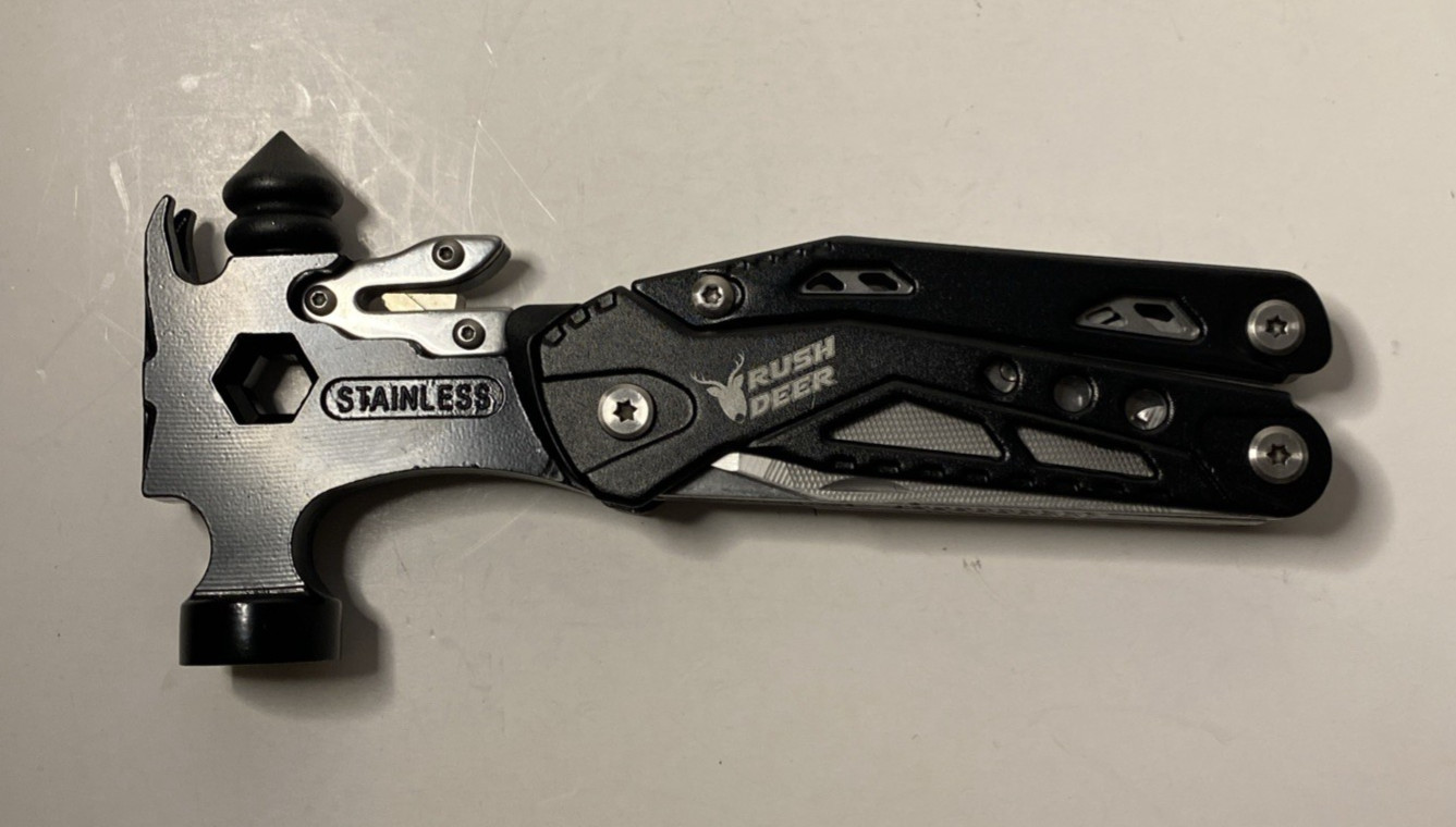 Rush Deer Hammer Multitool Folding Tool w/ Nylon Sheath