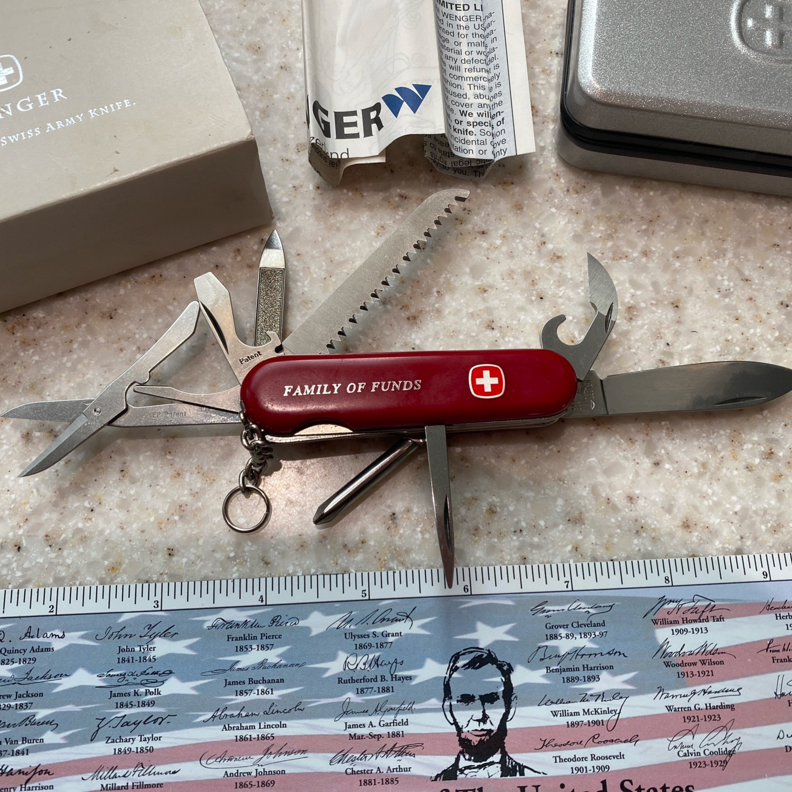 Wenger Handyman Red Swiss Army Knife 85mm 14 Function 11 Tool 4 Layer Rare (94)
