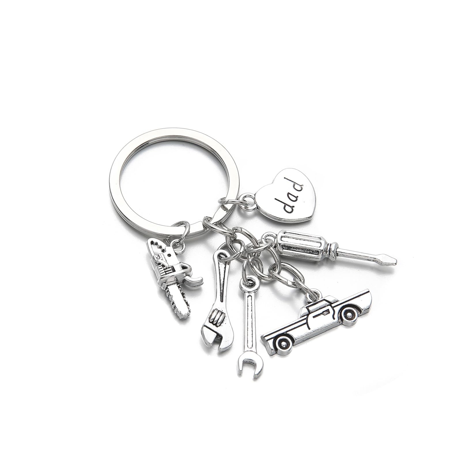 20PCS Dad’s Keychain with Wrench Charm Hammer Charm Screwdriver Charm and Pli…