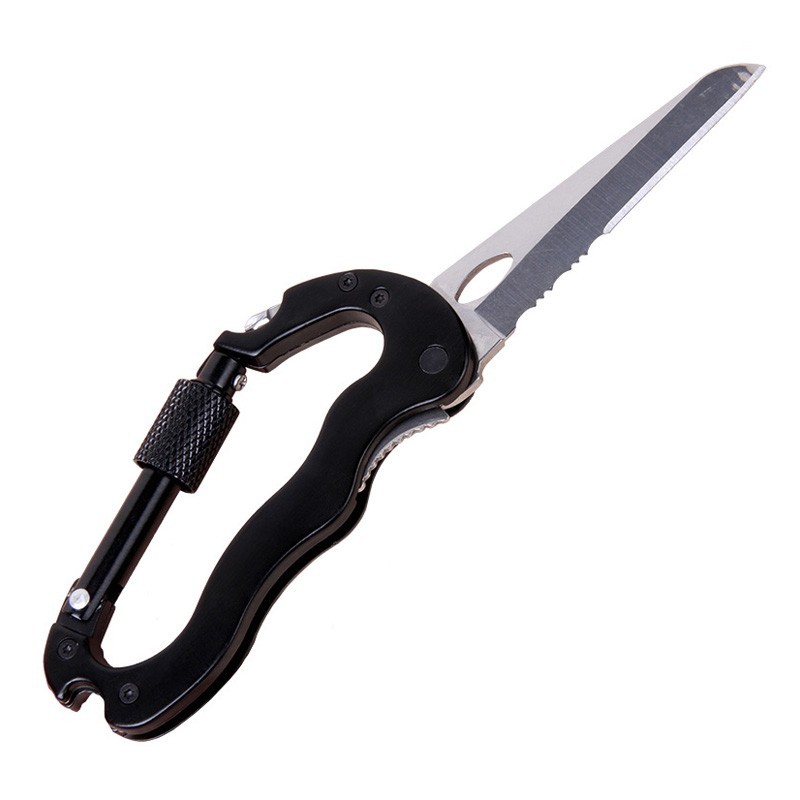 Aluminum Climbing Carabiner Hook Gear outdoor Survival Tools Black Multi 5 in 1