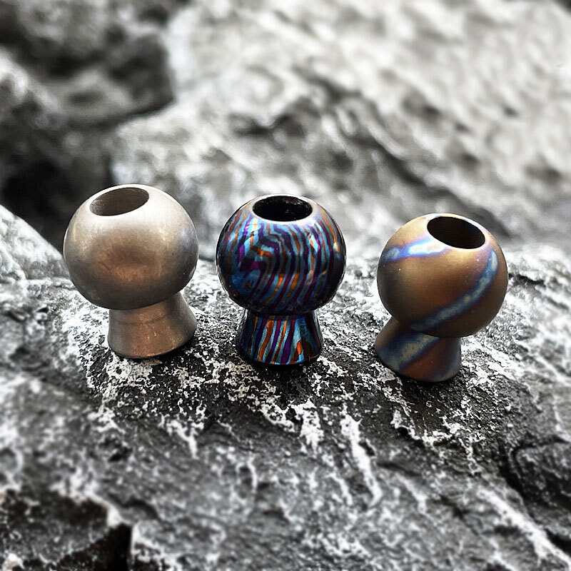 EDC Titanium Alloy Timascus Mushroom Key DIY Pendant Bead Parachute Cord Lanyard
