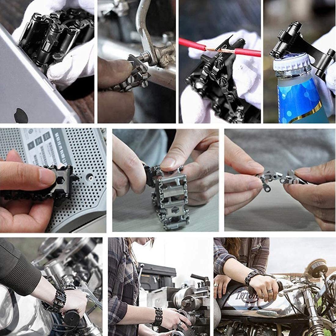 29-in-1 Multitool Bracelet, Stainless Steel 22cm, Outdoor Travel Tool & Watch St