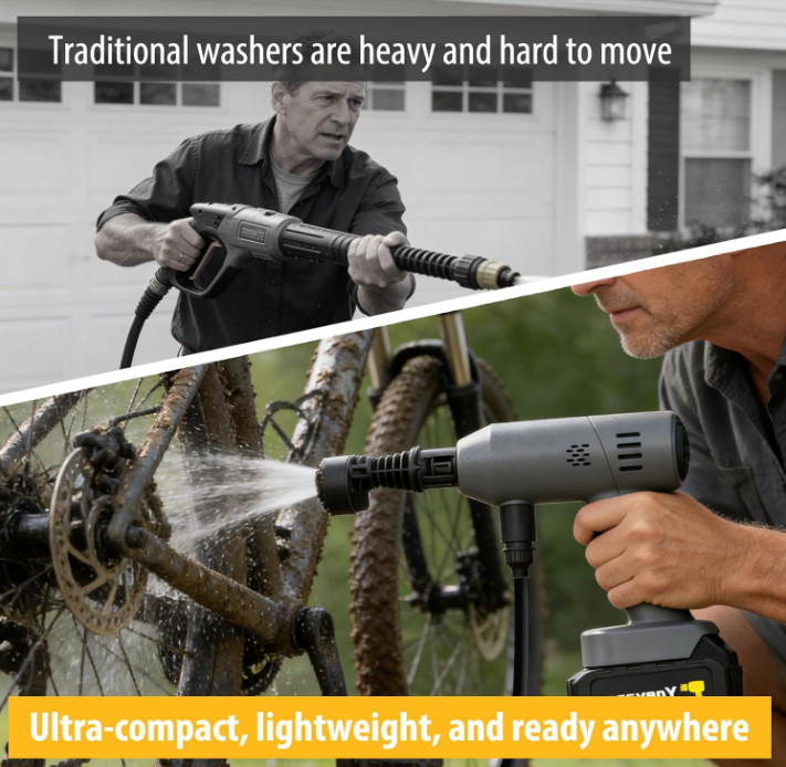Portable Handheld Cleaning Tool, Lightweight Compact Spray Tool with 6-in-1