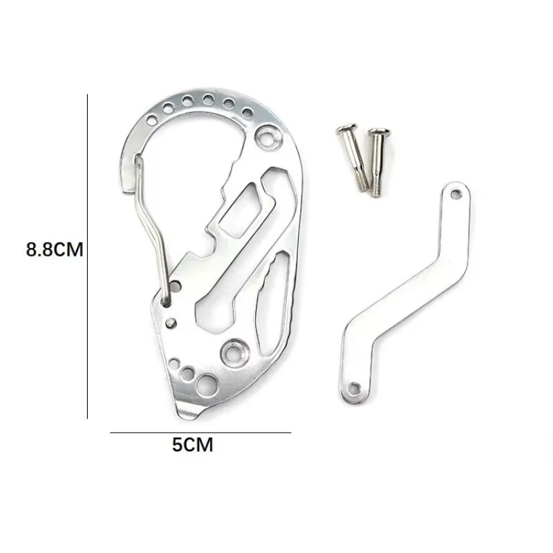 Stainless Multi Tool EDC Pocket Survival Carabiner Screwdriver Keychain Wrench**