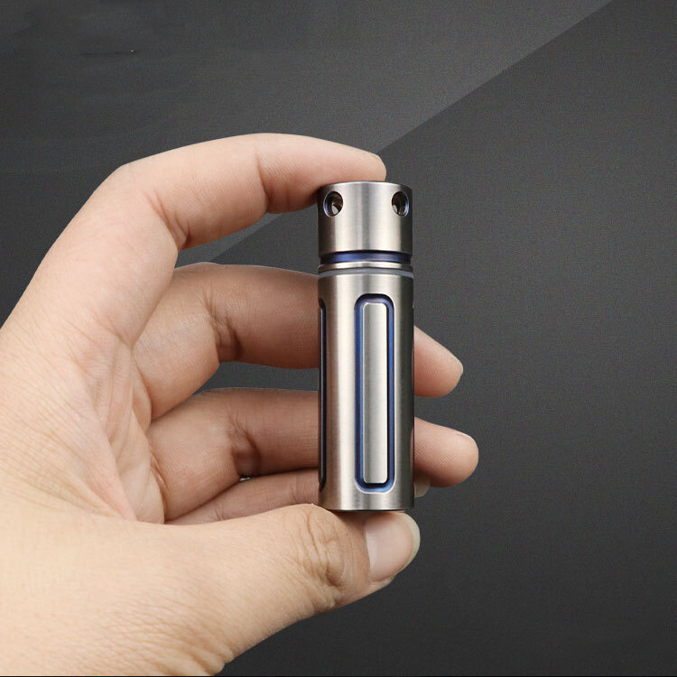 EDC Waterproof Titanium Ti Key chain Storage Pill Case Medicine Bottle Container