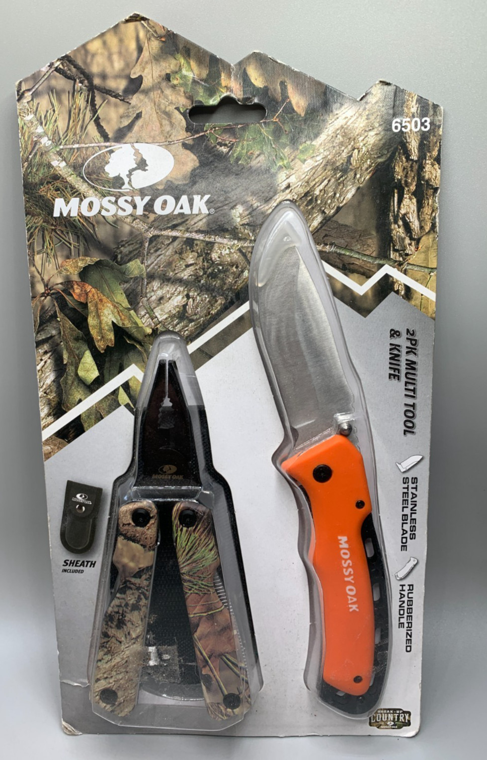 Mossy Oak 2pack Multi Tool and Liner Lock Knife Folding Hunter w/ Sheath