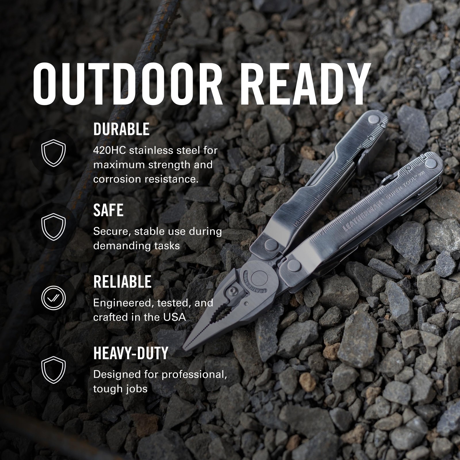 LEATHERMAN Super Tool 300 Multitool Replaceable Wire Cutters & Saw, Black