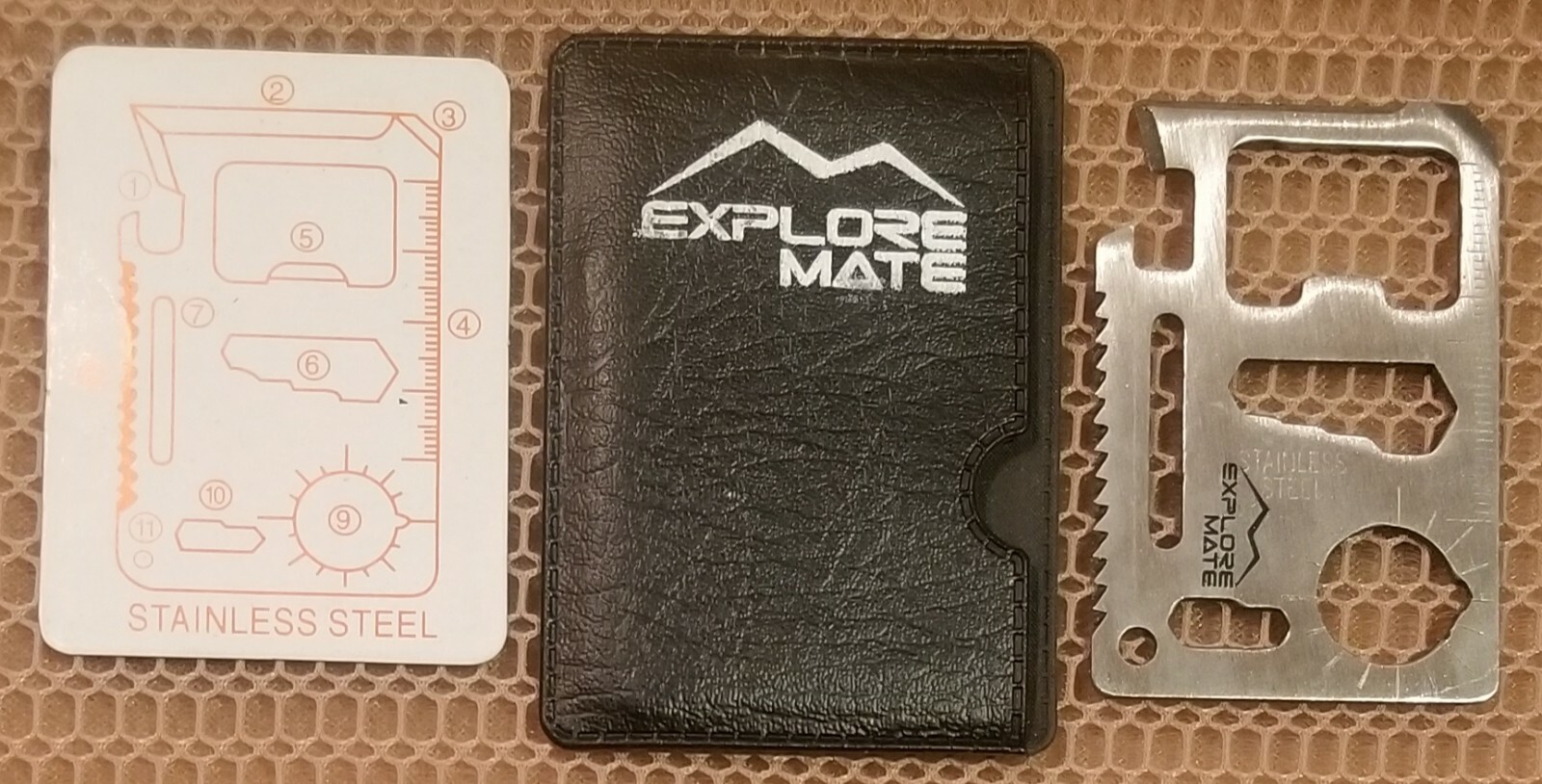 Explore Mate 11-in-1 Wallet Tool Multi Tool w/ Protective Sleeve