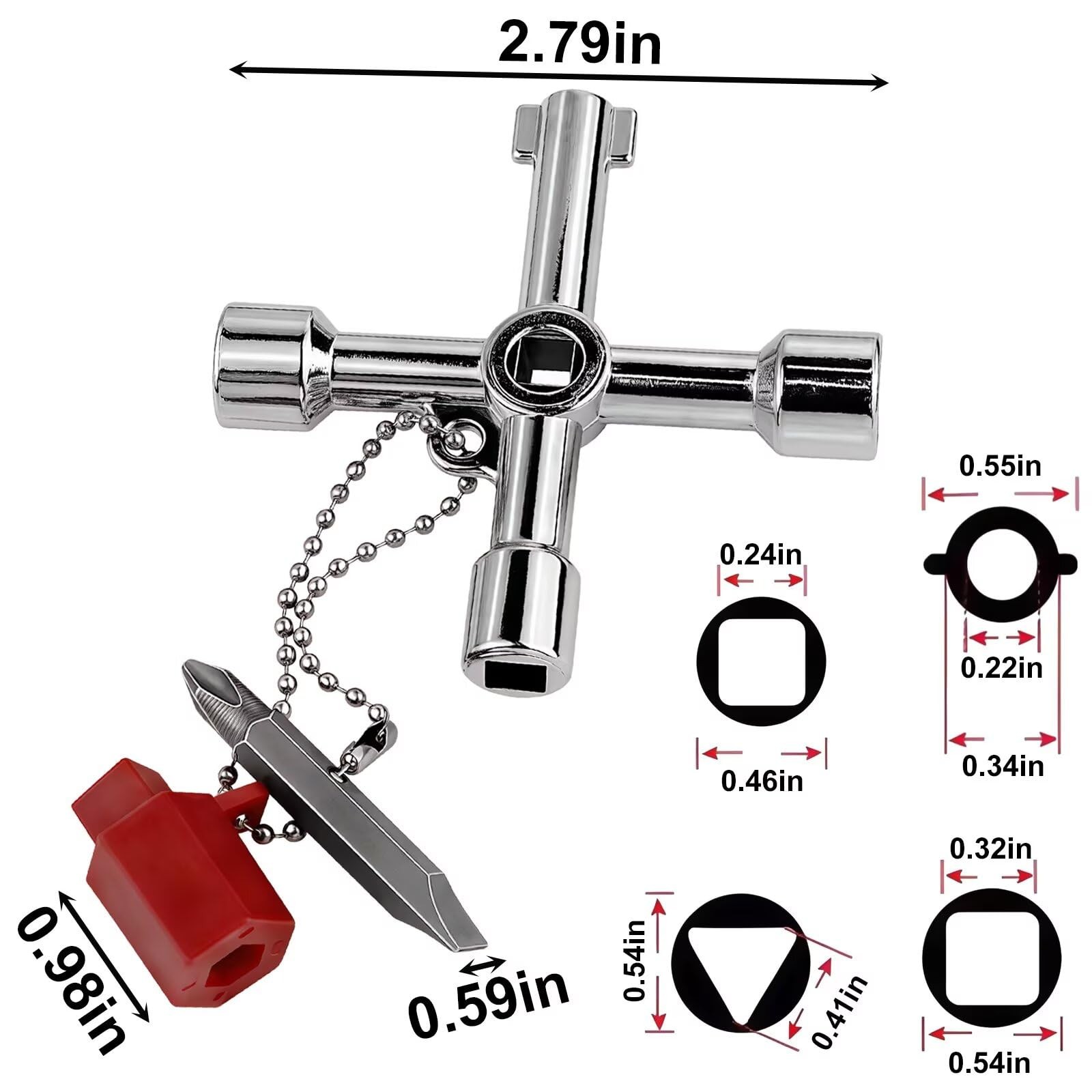 4In1 Universal Utilities Cross Water Key 4Way Multi Functional Zinc Alloy