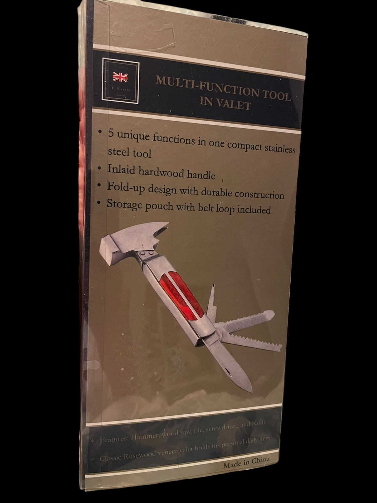 (2) Multi-Function Tool In Wooden Valet Box Stocking Stuffer Gift