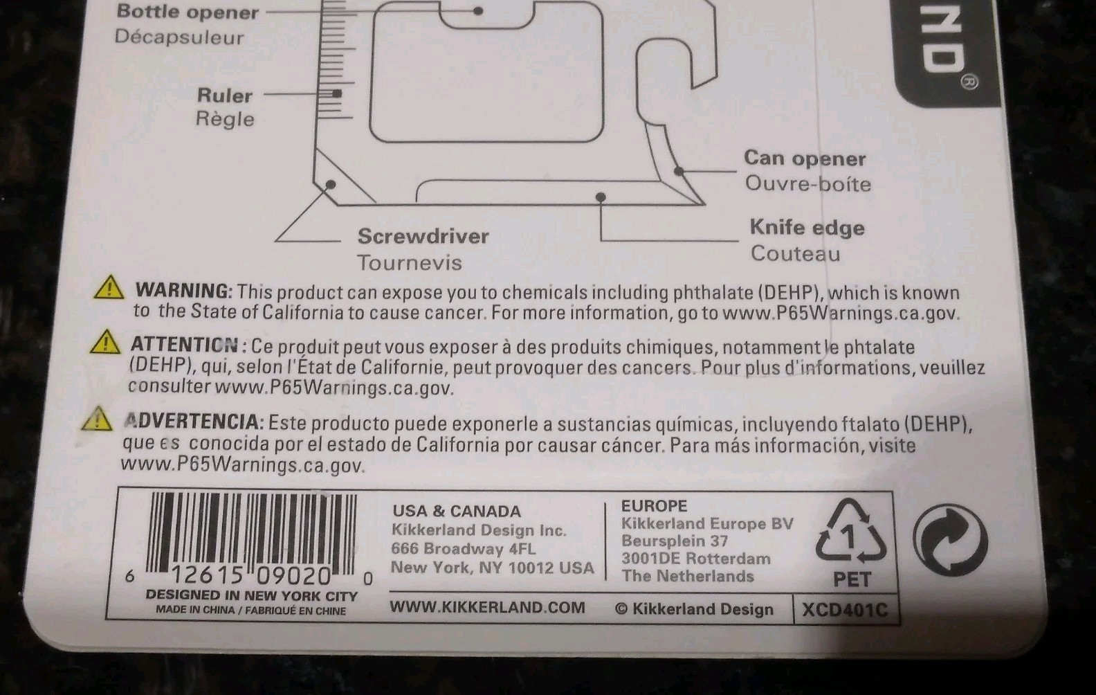 Kikkerland Stainless Steel 11 Function Survival Tool with Pouch NEW