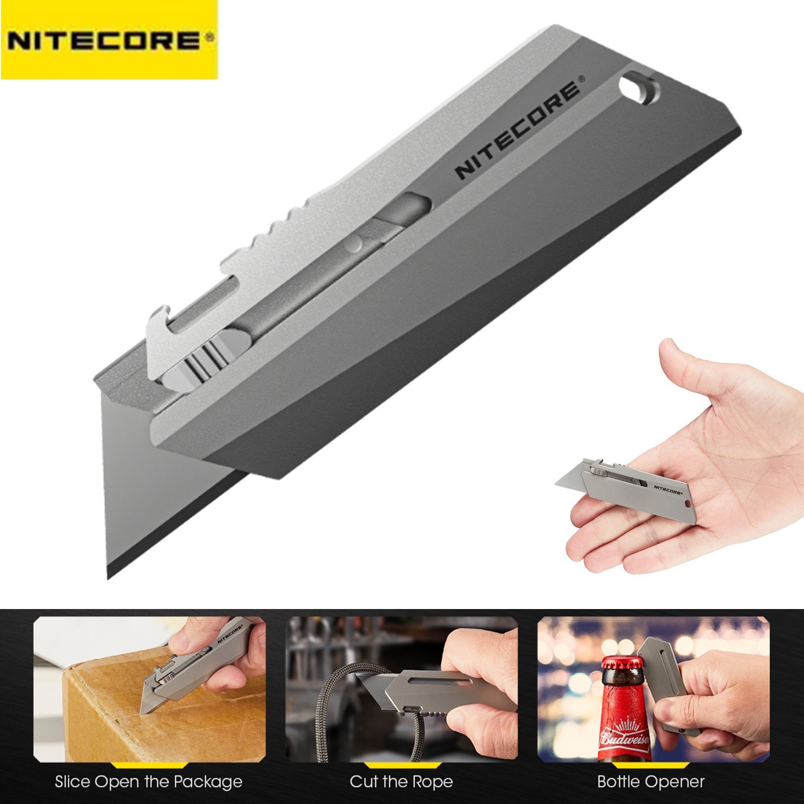 Nitecore NTK09 Titanium Utility EDC Knife Mini Keychain Knife Portable Folding