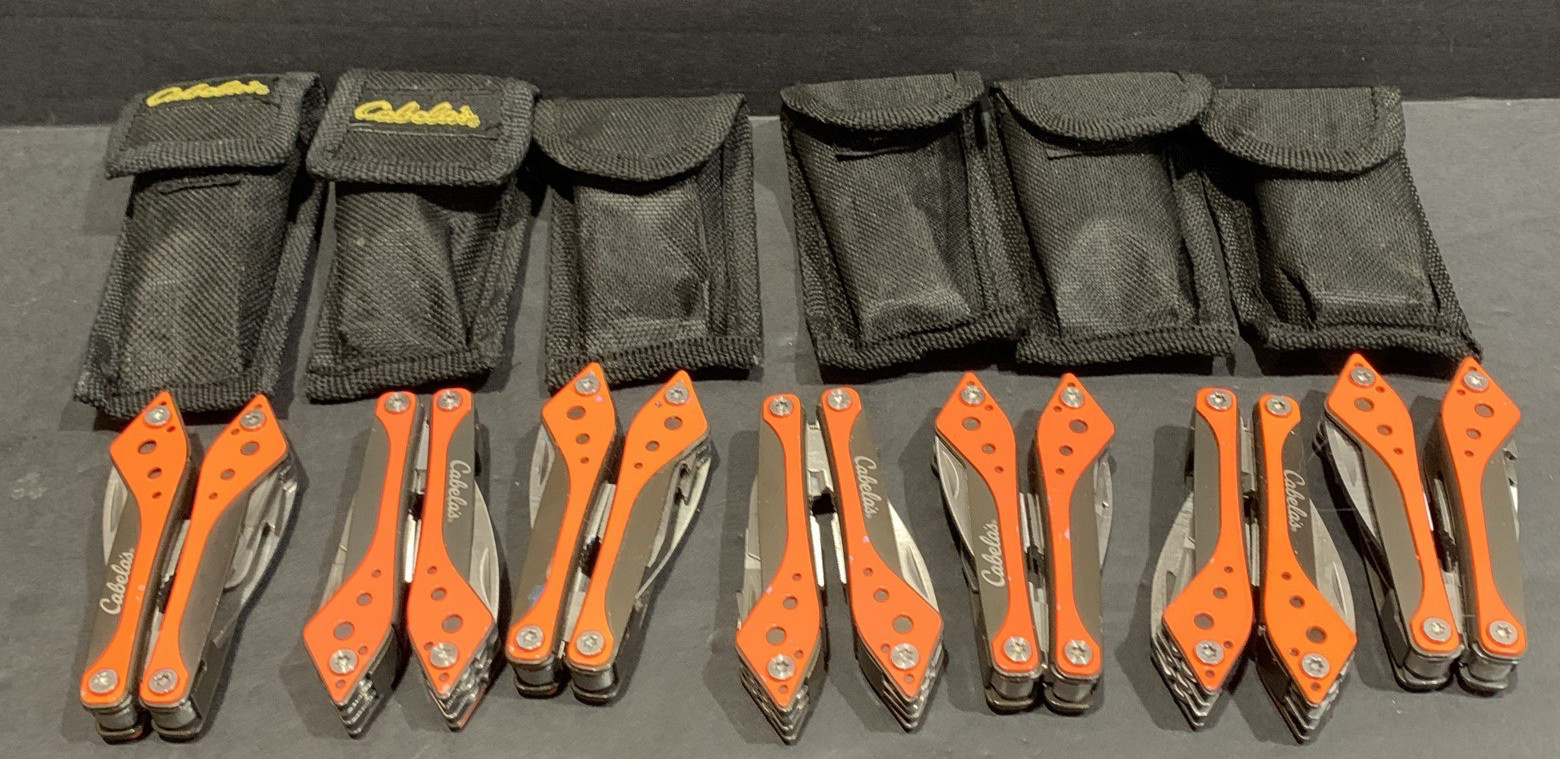 CABELA’S Multi Tool Stainless Tool Knife Cases Lot Of 7 W/6 Cases NEW & USED
