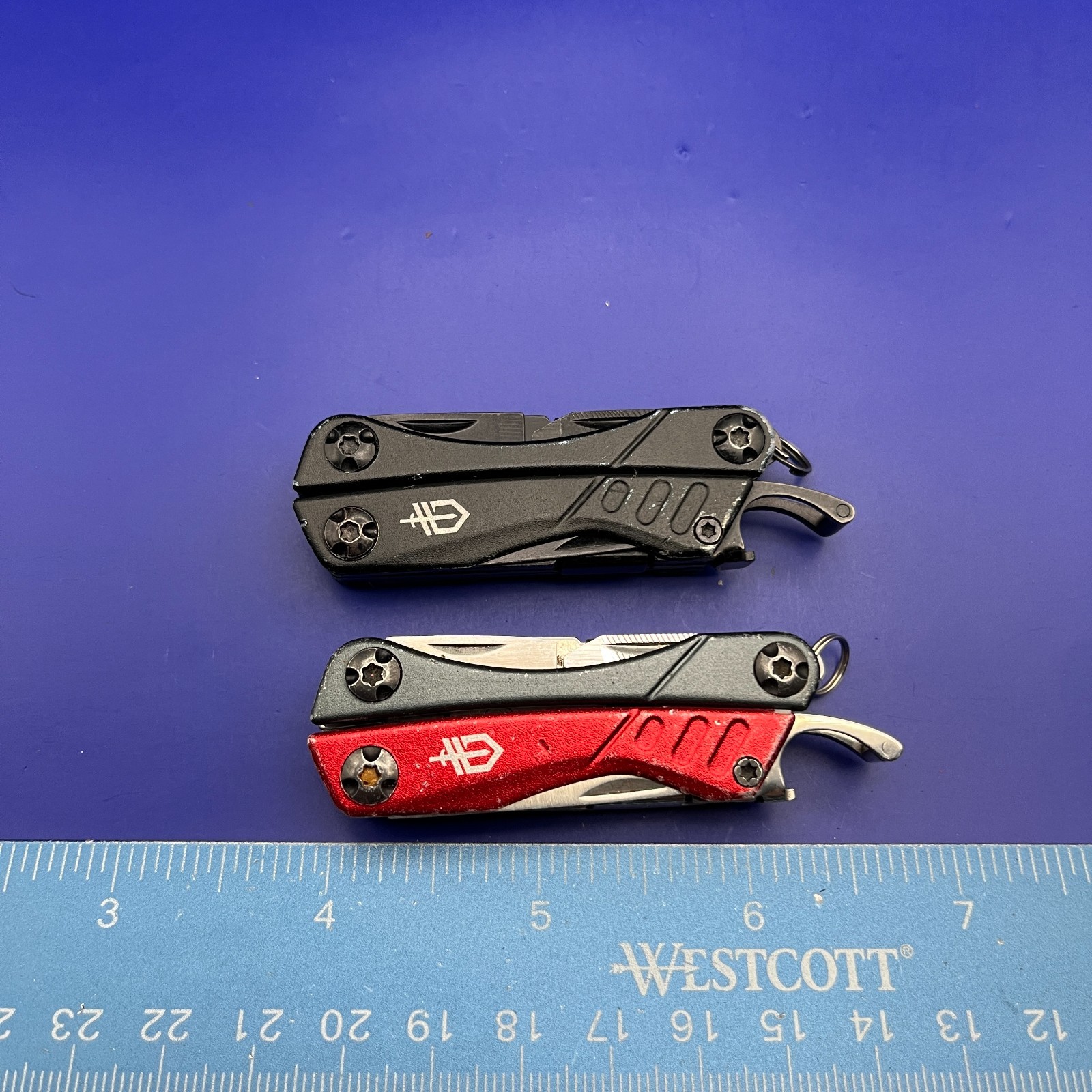 Lot of 2 Gerber Dime Multi-Tools Small Keychain Pliers Knife File Scissors