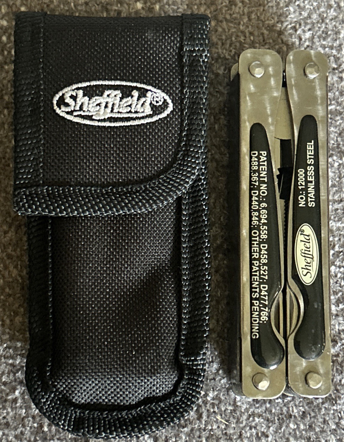 Vintage Sheffield 12000 Multi Tool Fish Knife Scaler Pliers Saw Etc. NOS