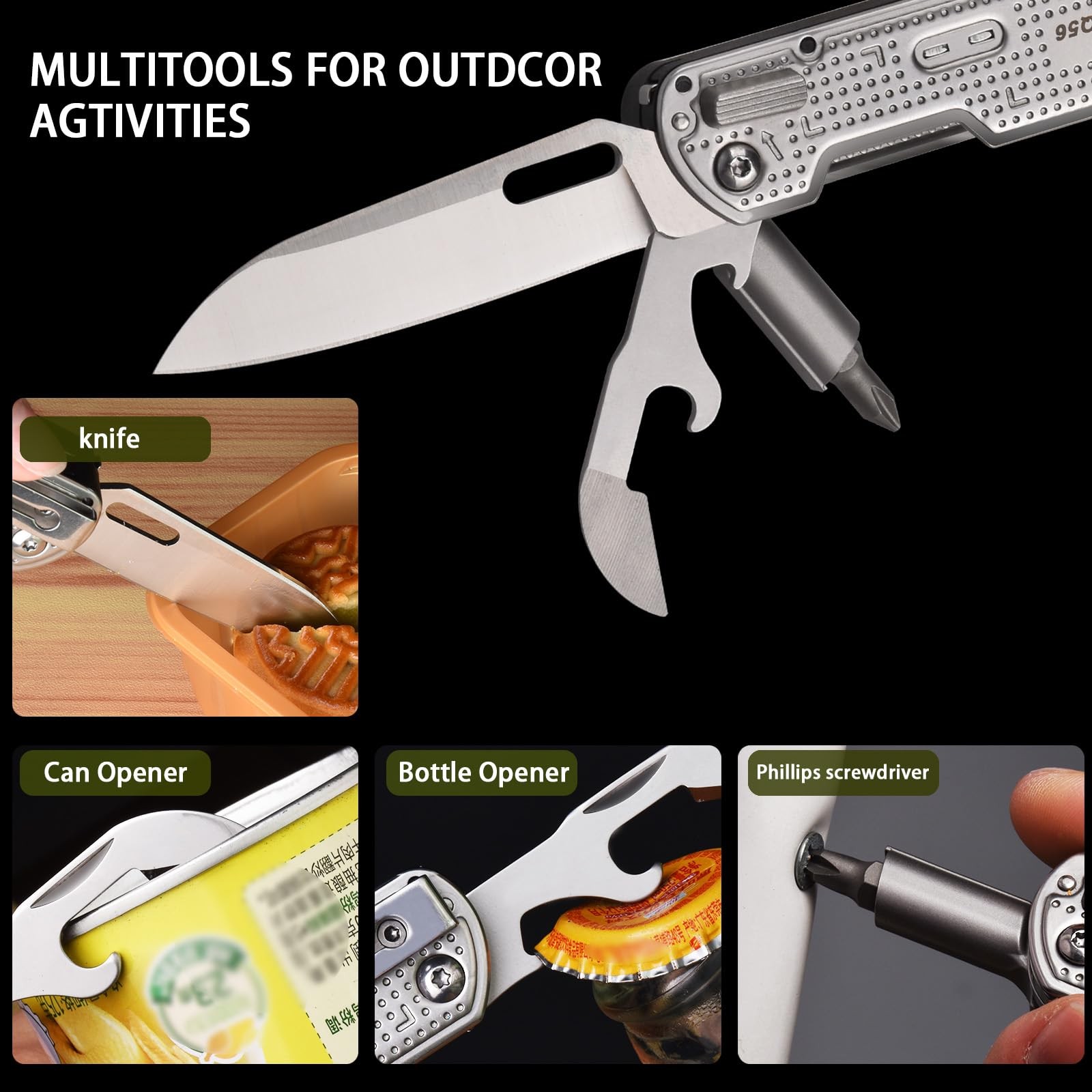 SQT2056 13-in-1 Multitool Knife with Glass Breaker, Survival Knife for Outdoo…