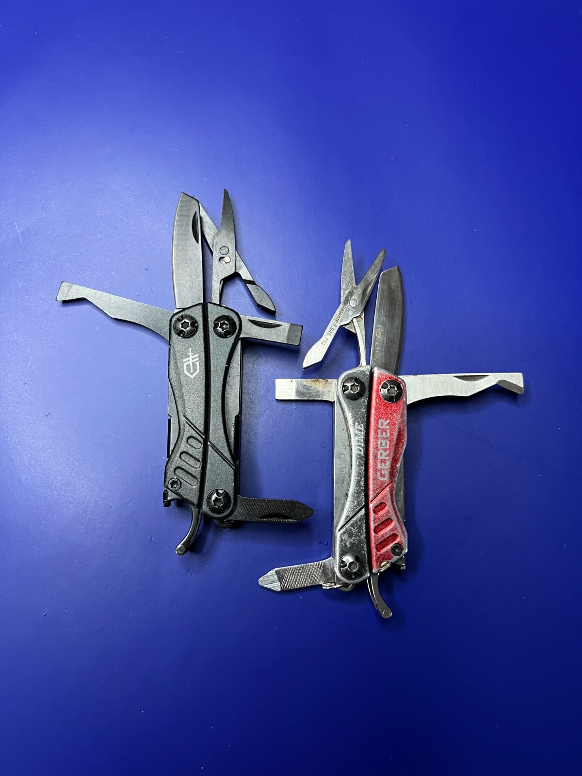 Lot of 2 Gerber Dime Multi-Tools Small Keychain Pliers Knife File Scissors