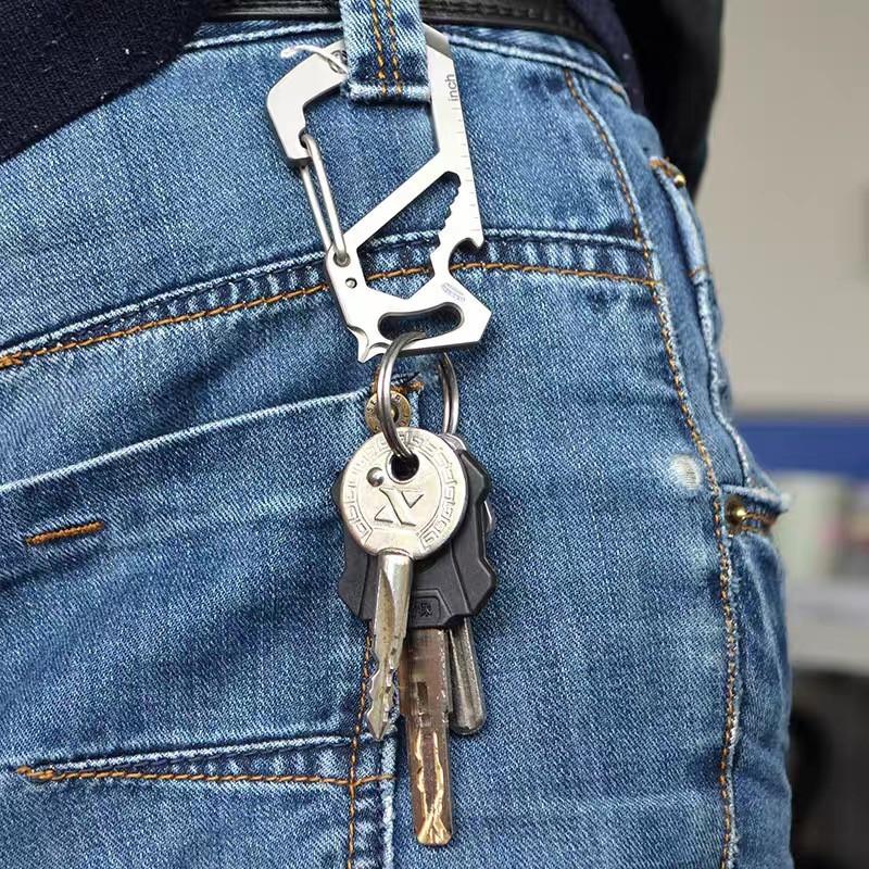Titanium Alloy Keychain EDC Multifunction Tool Wrench Screwdriver Bottle Opener
