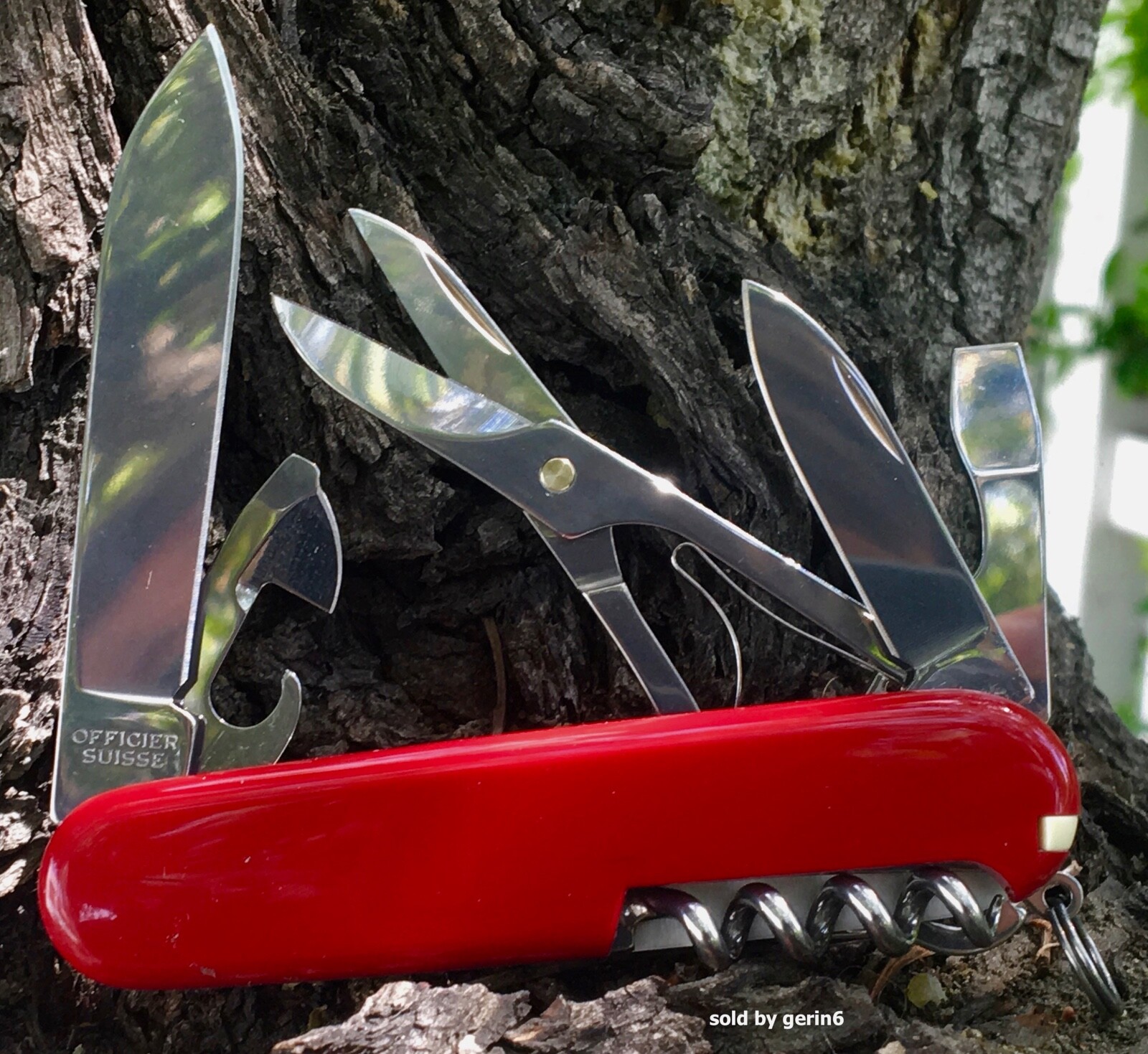 Swiss Army Knife With Leather Pouch, Red Climber, Victorinox 1.3703-X8, NIB