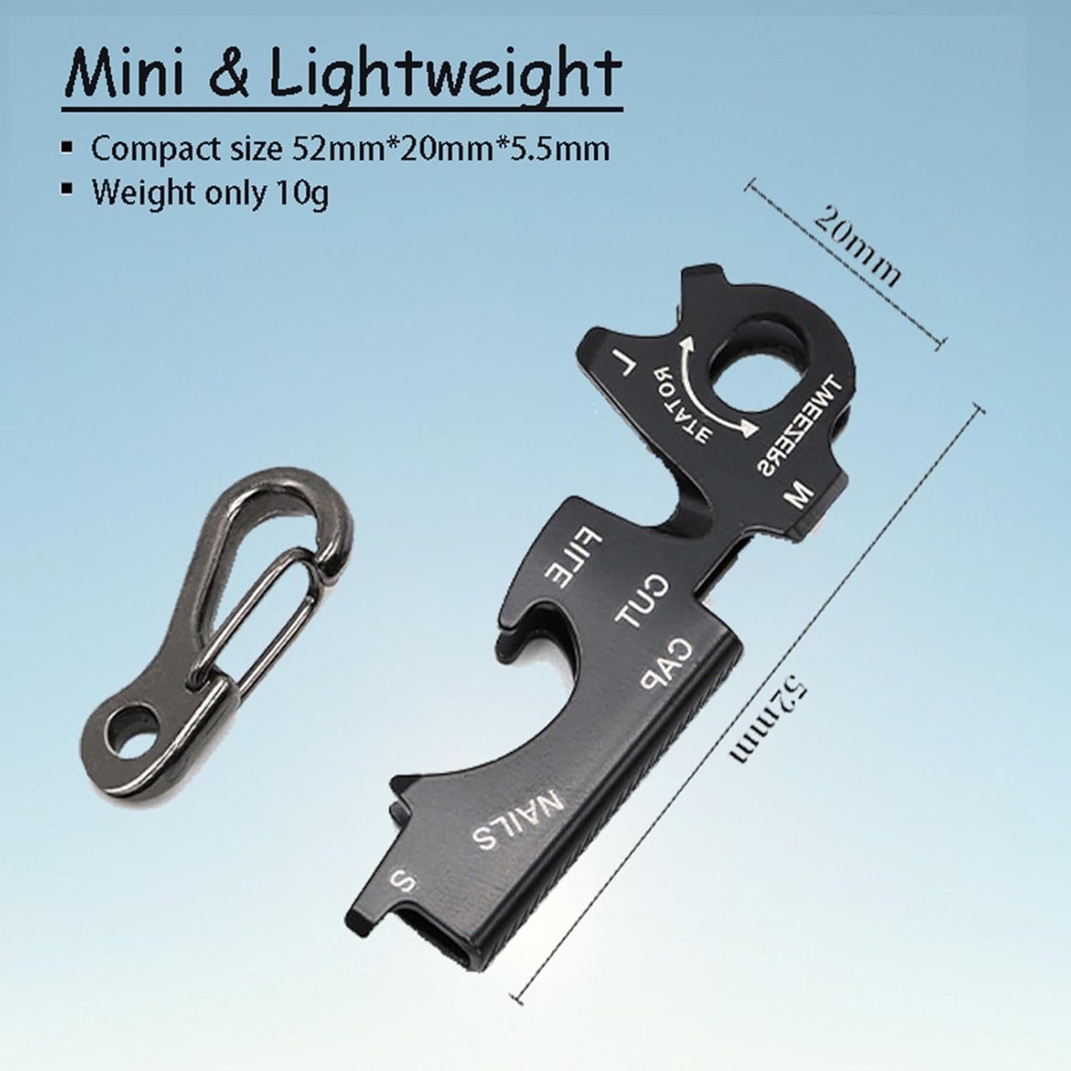 Heavy Duty Keychain with Carabiner Clip Multitool Bottle Opener Screwdriver