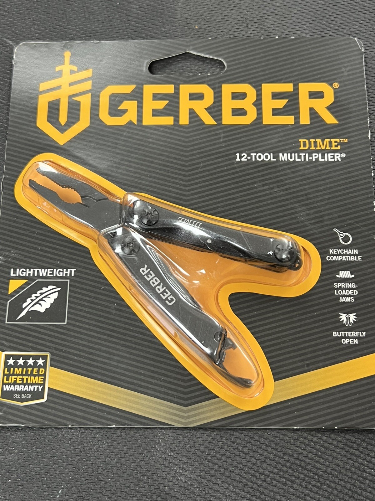 GERBER DIME 12 Tool Multi-Plier. Stainless Steel. Keychain Compatible. Black. 