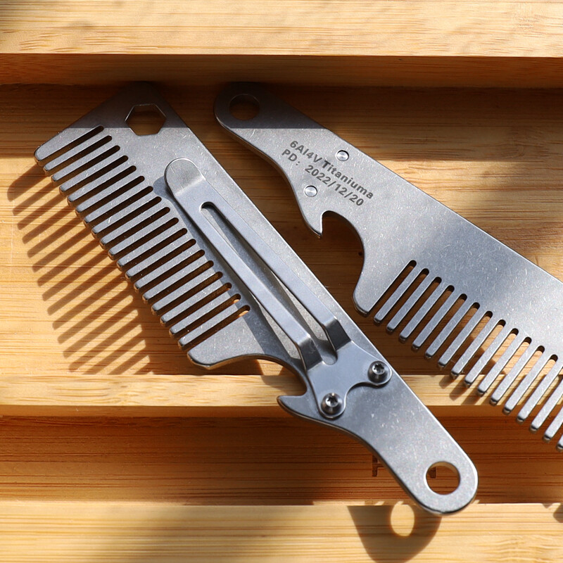 Titanium Alloy Tactical Small Comb Large Waves Healthy Skin Care Hair Beard