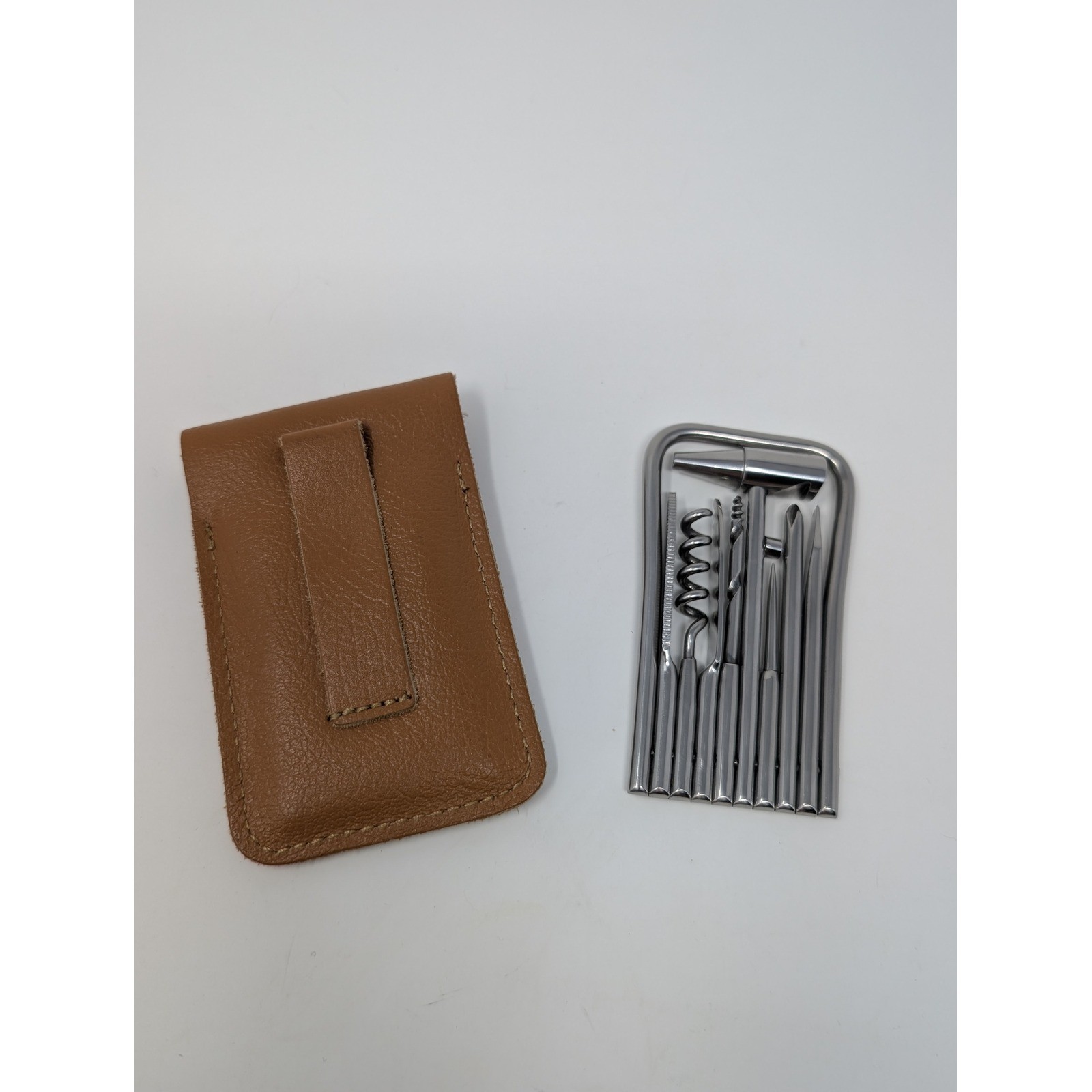 Byrd Stainless Steel Multi-Tool Leather Pouch Vintage EDC Camping Utility