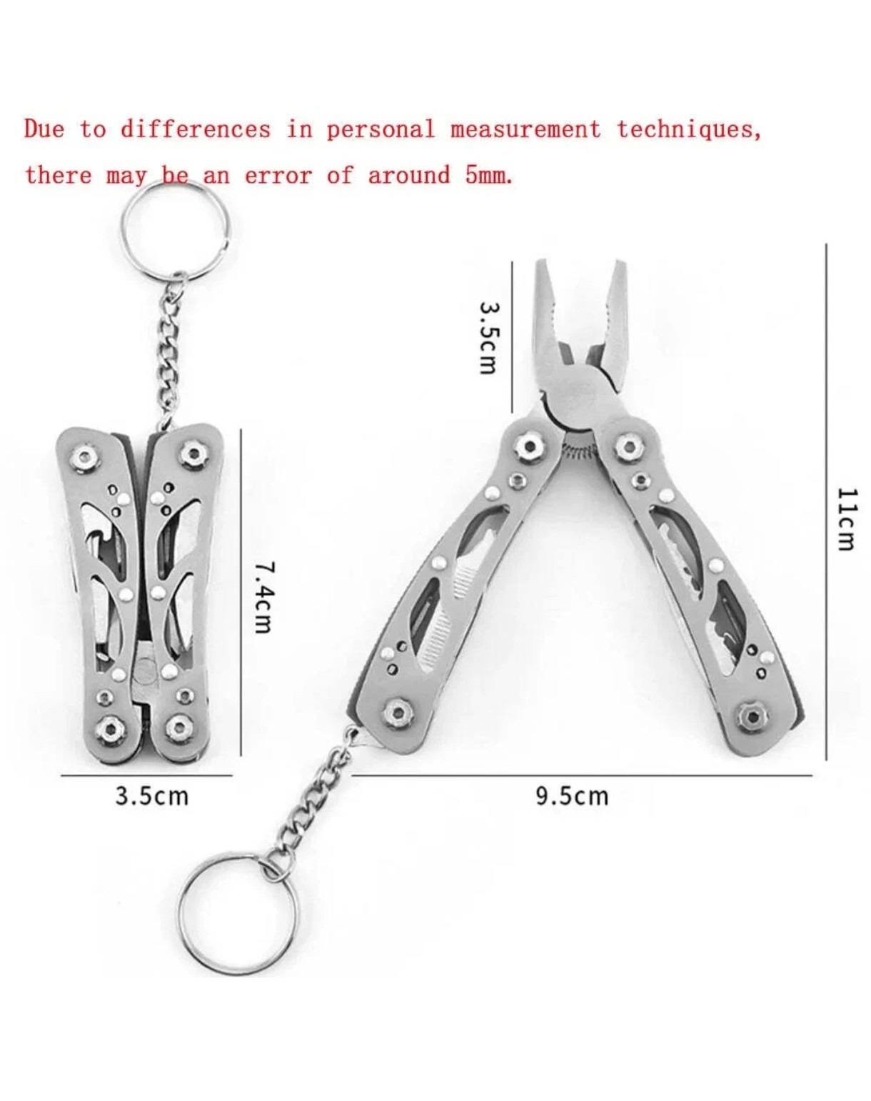 Multifunction Stainless Steel MultiTool – Small Size Folding Pliers with Key Ring
