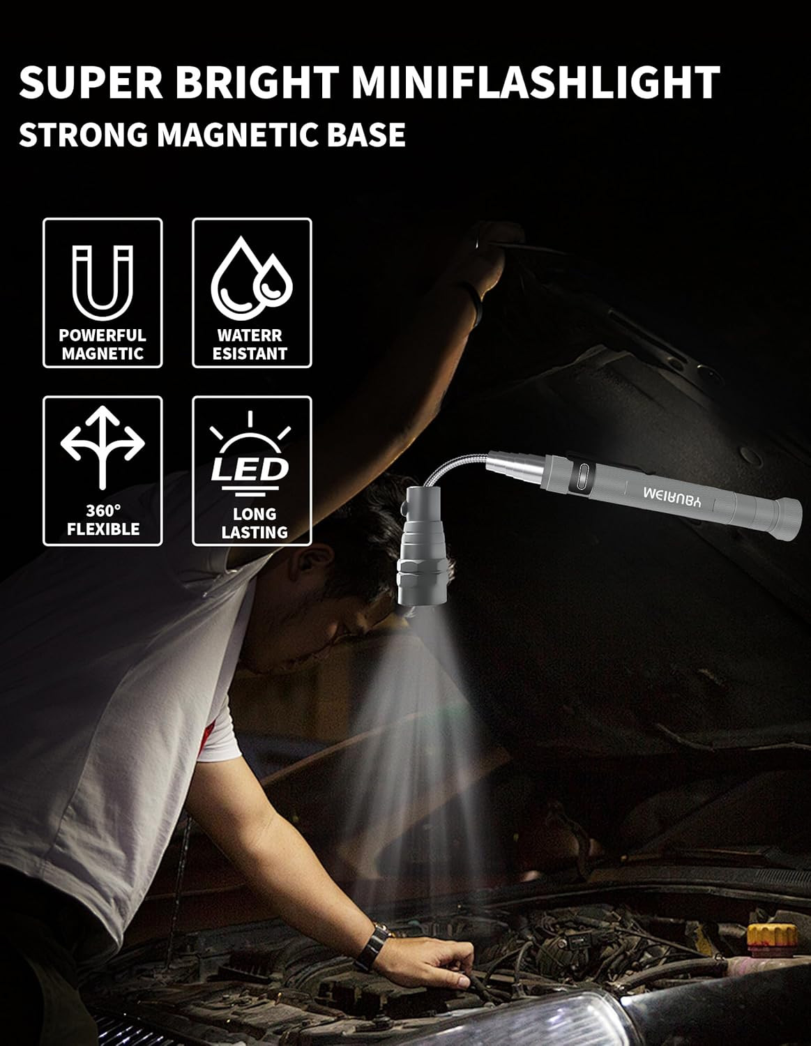 Telescoping Magnet Flashlight Pickup Tool with LED Flashlight 22 Inch Extendable