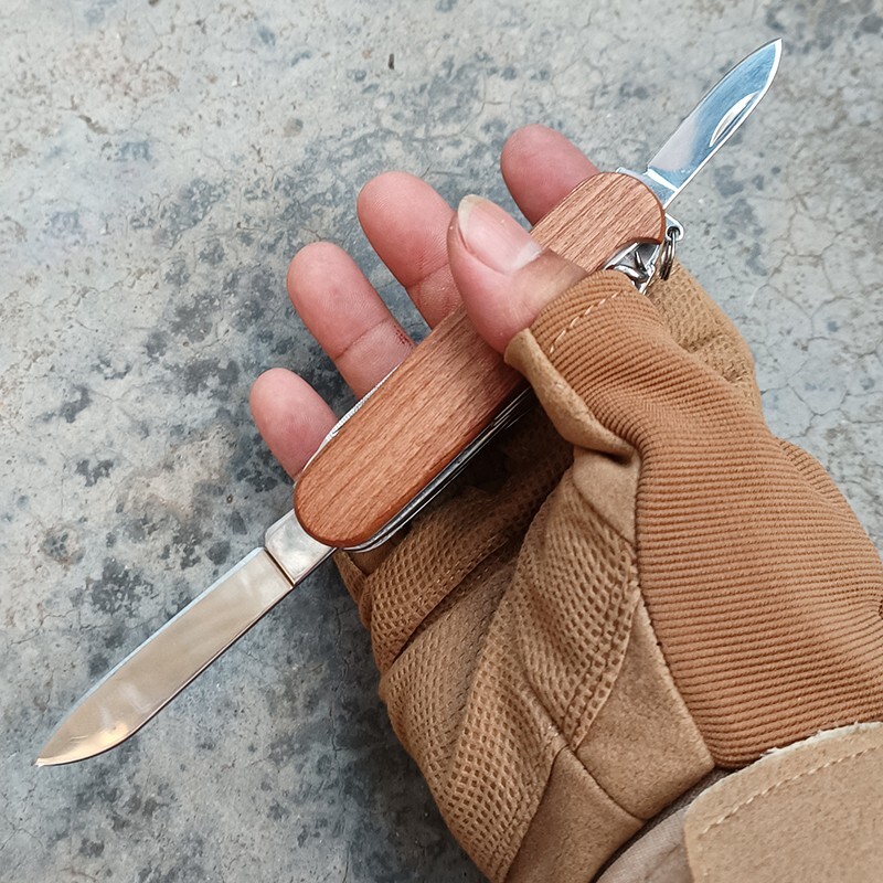 Outdoor Multi functional Tool Knife solid wood handle 15 in 1 tool