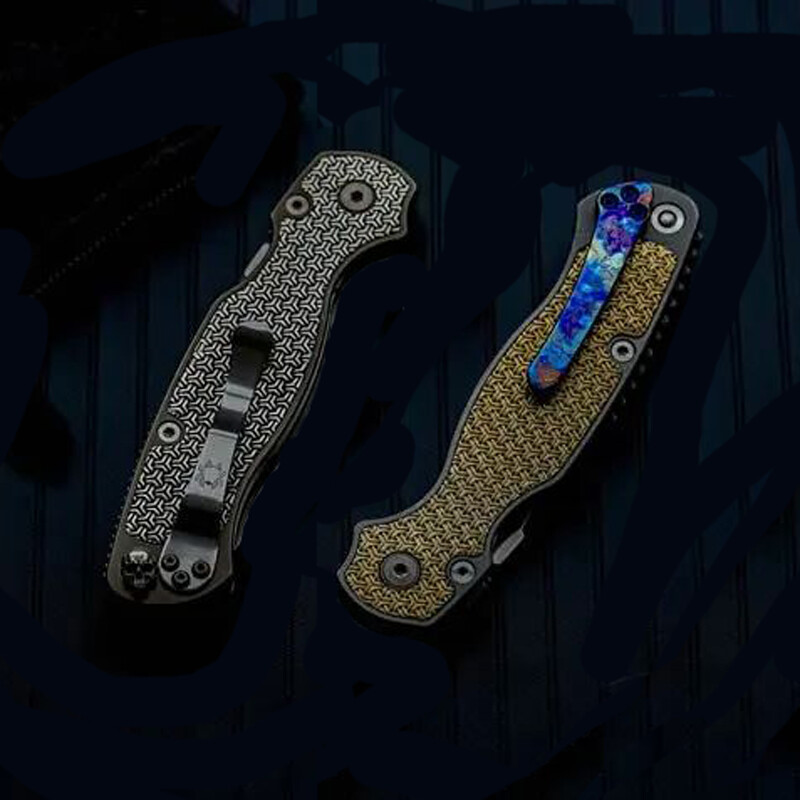 TC21 Inlaid Brass Nail Plate Handle Scales for Spyderco C81 Paramilitary 2 PM2