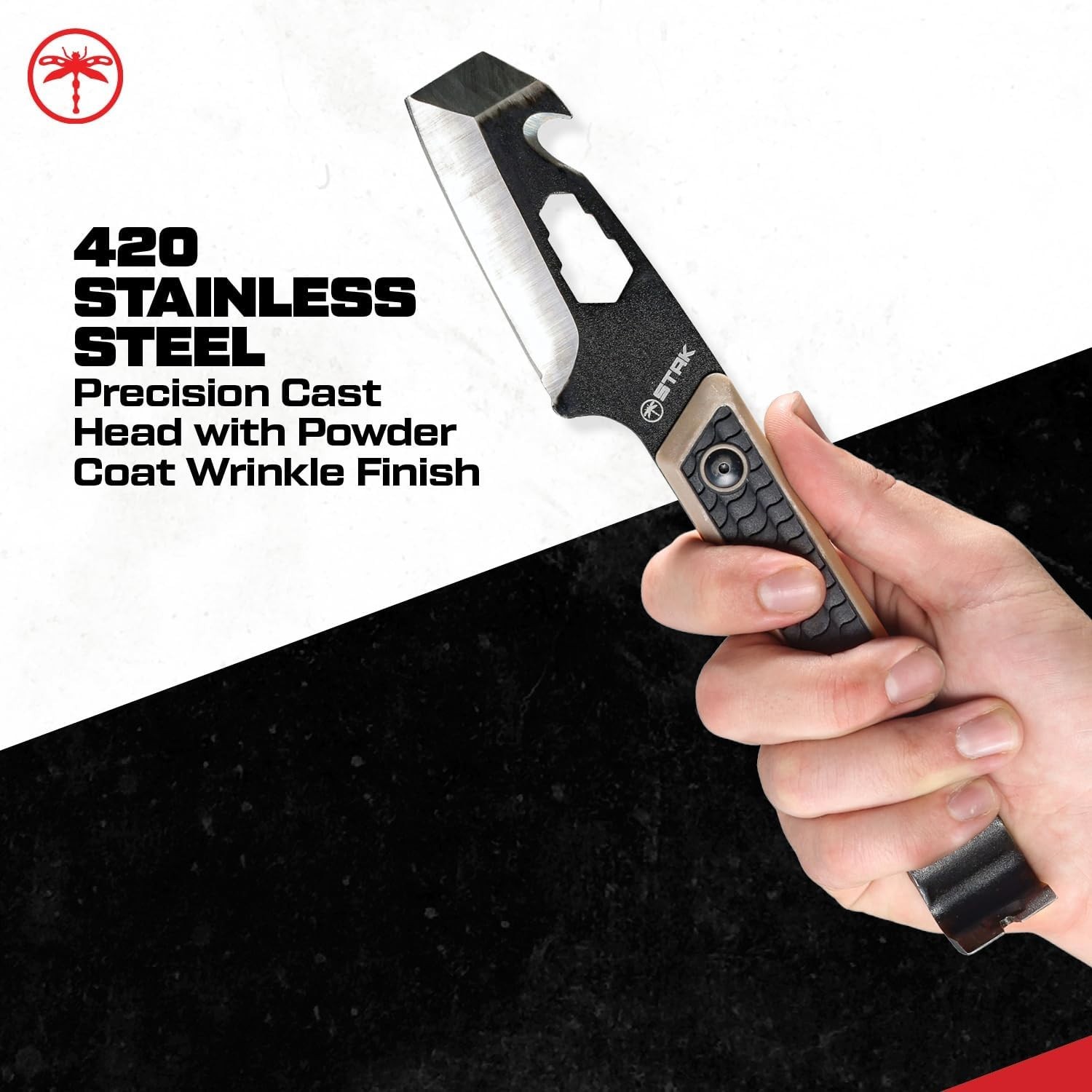 STAK 11815 Tac EDC Pry Bar, 10″ EDC Multitool, 420 Stainless Steel Blade with…