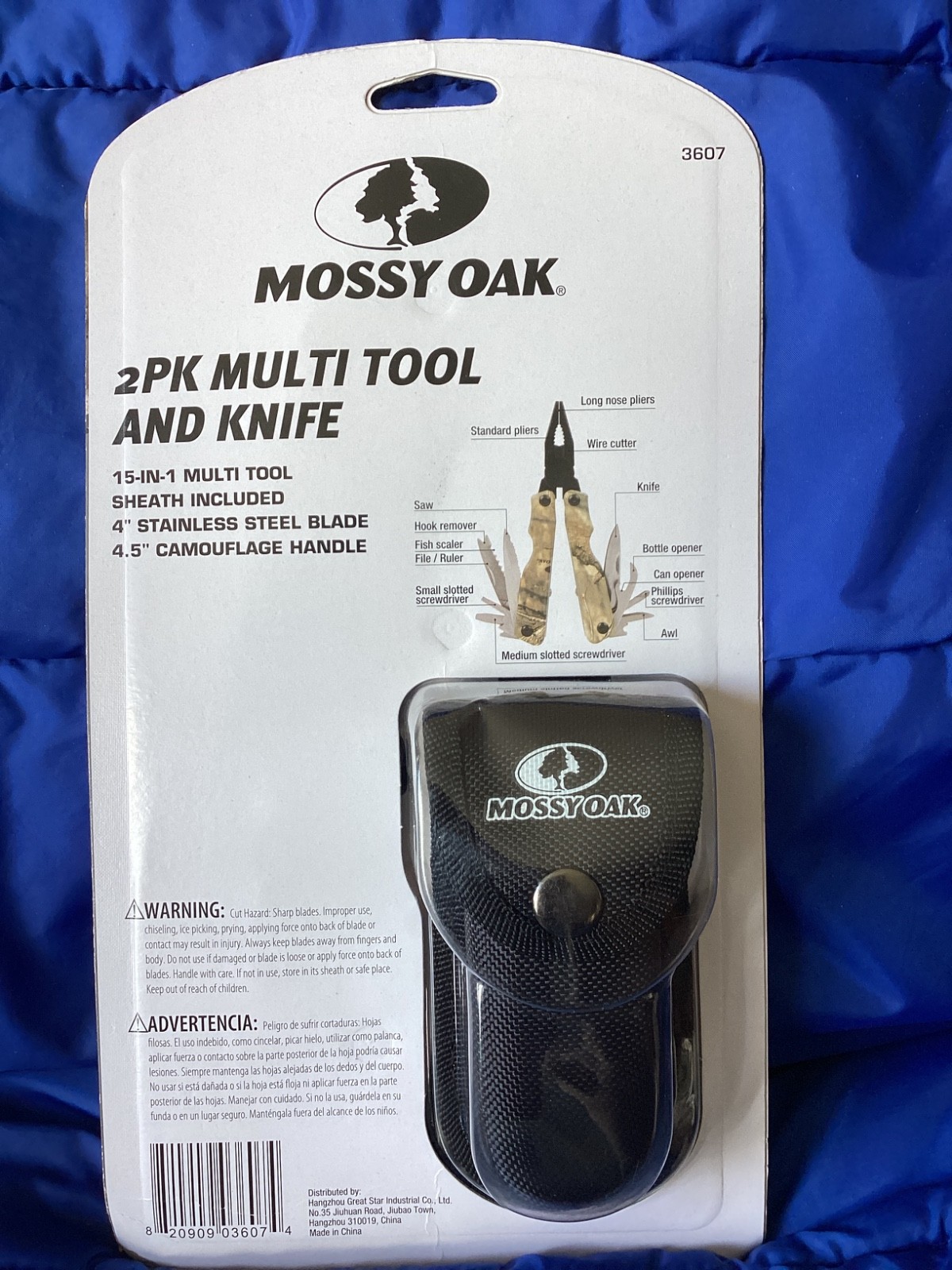 Mossy Oak #3607 2 Pack 15in1 Multi-tool & Knife with Sheath Factory Sealed
