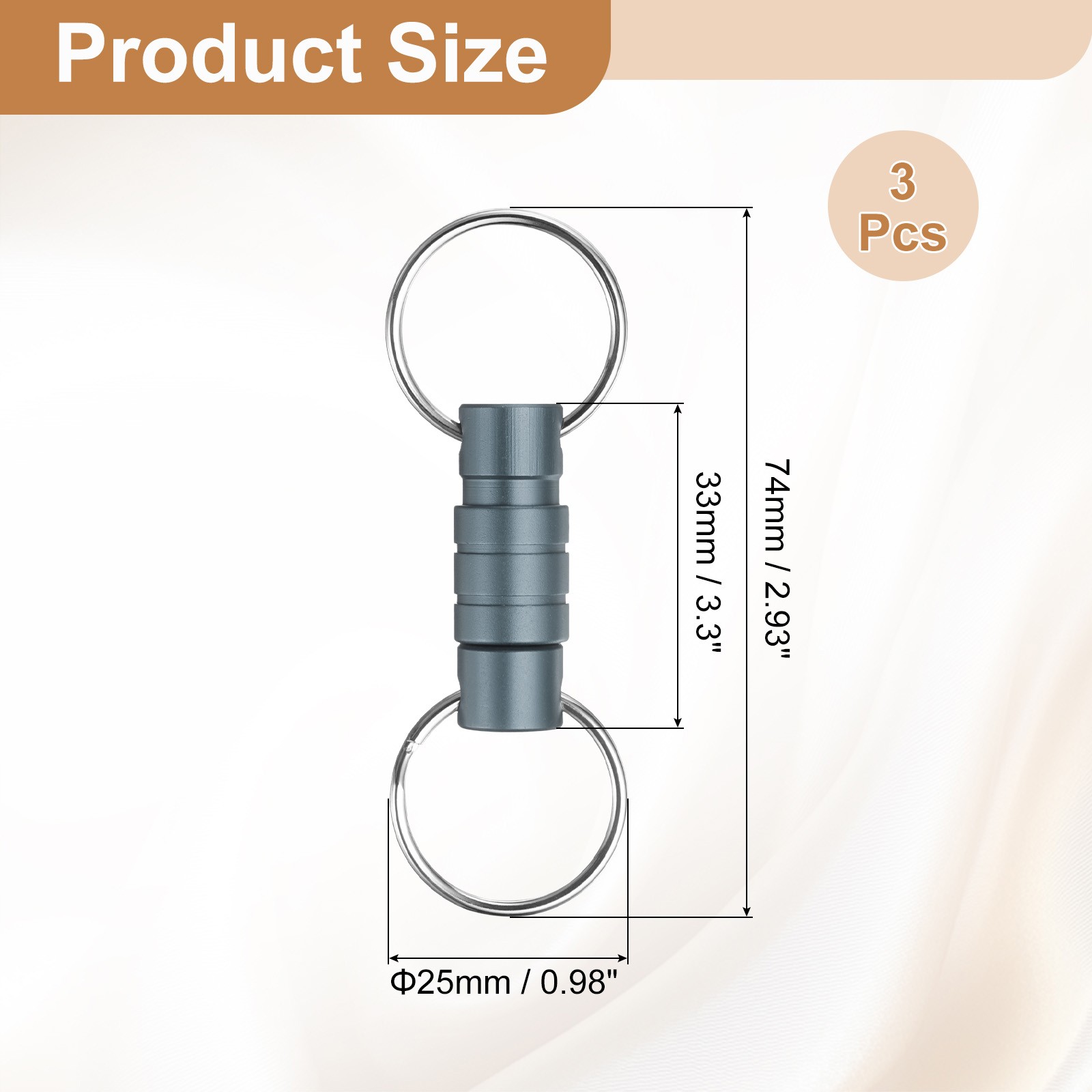 Quick Release Keychain, 3Pcs Detachable Pull Apart Key Rings Clip, Grey