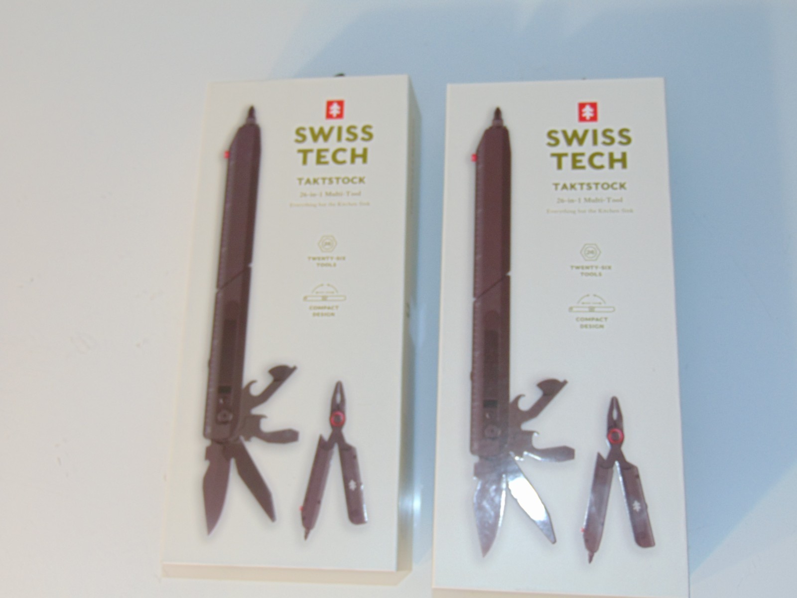 2 Pack Swiss Tech Taktstock AUS-8 Steel Blade 26-in-1 Folding Multitool