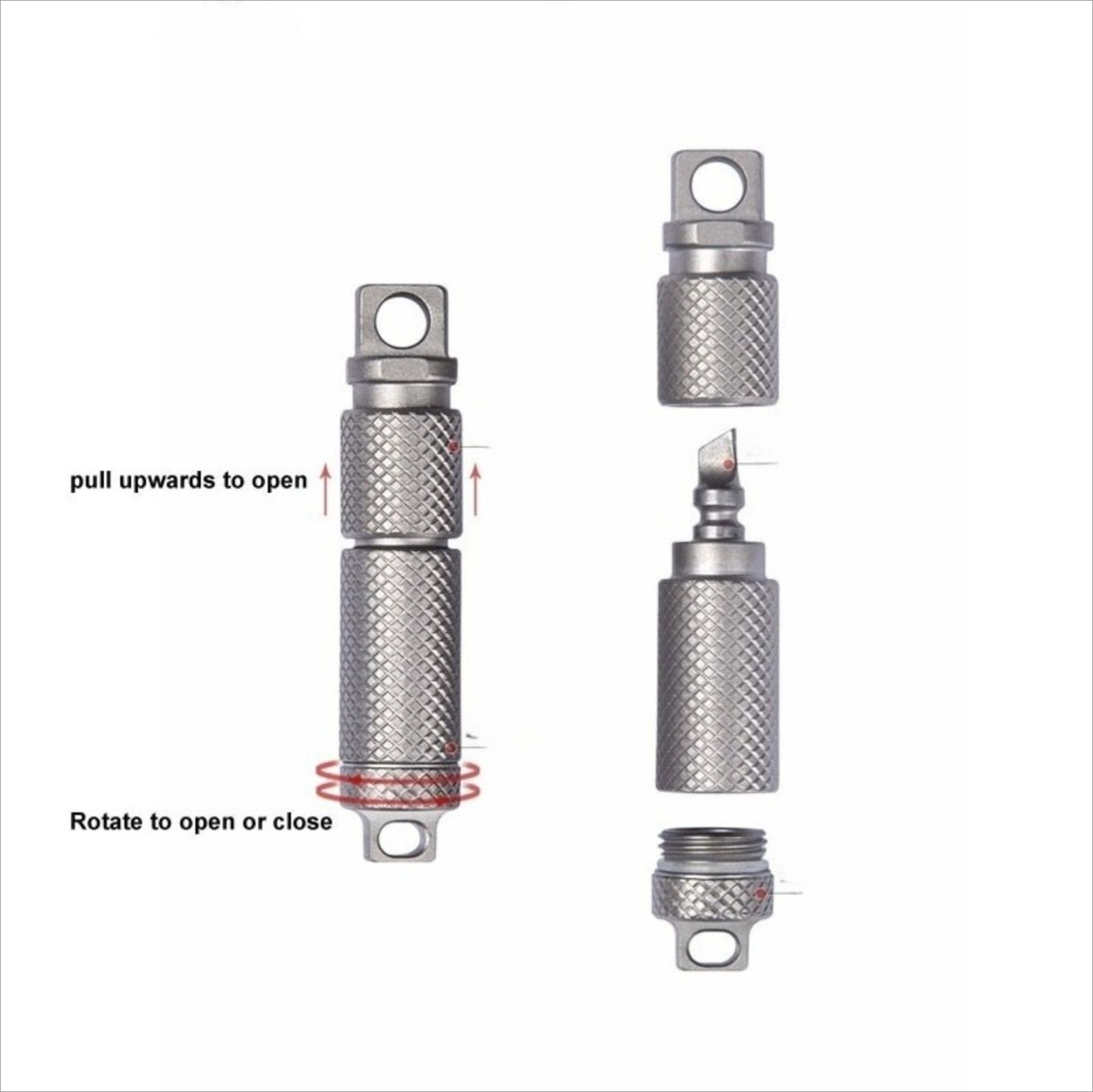 Hot Mini EDC Titanium Alloy Waterproof Case Portable Keychain Pendant Multi Tool